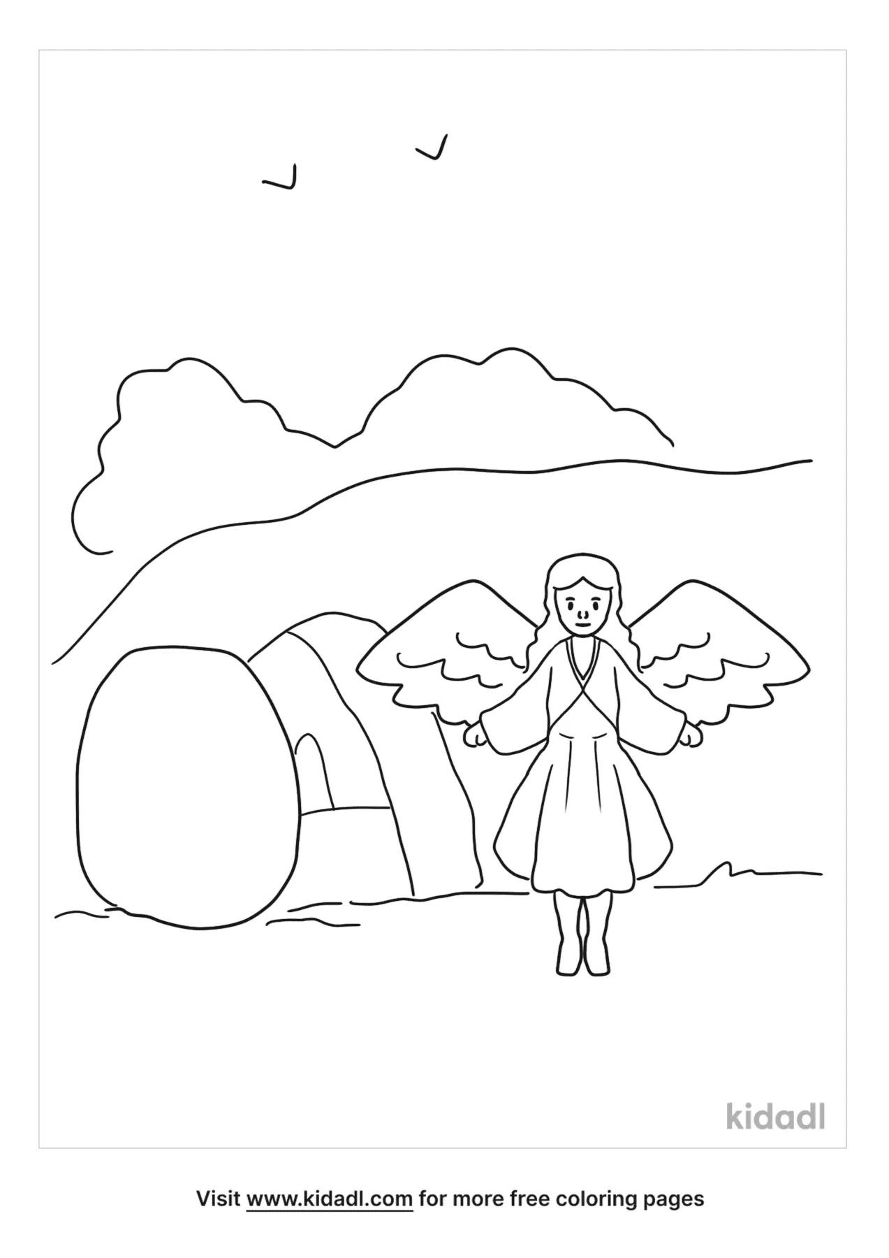 Angel By The Tomb Coloring Page