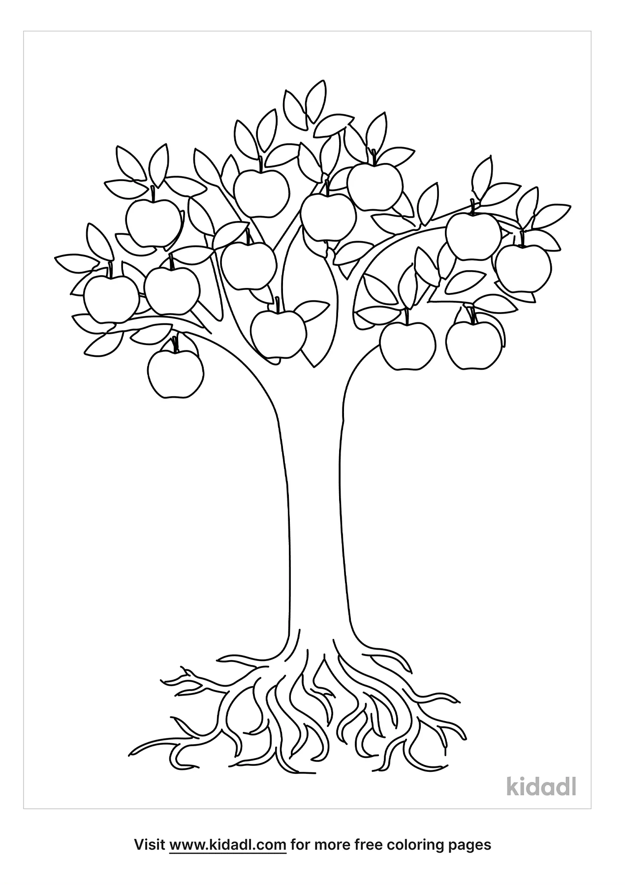 Apple Tree With Roots Coloring Page