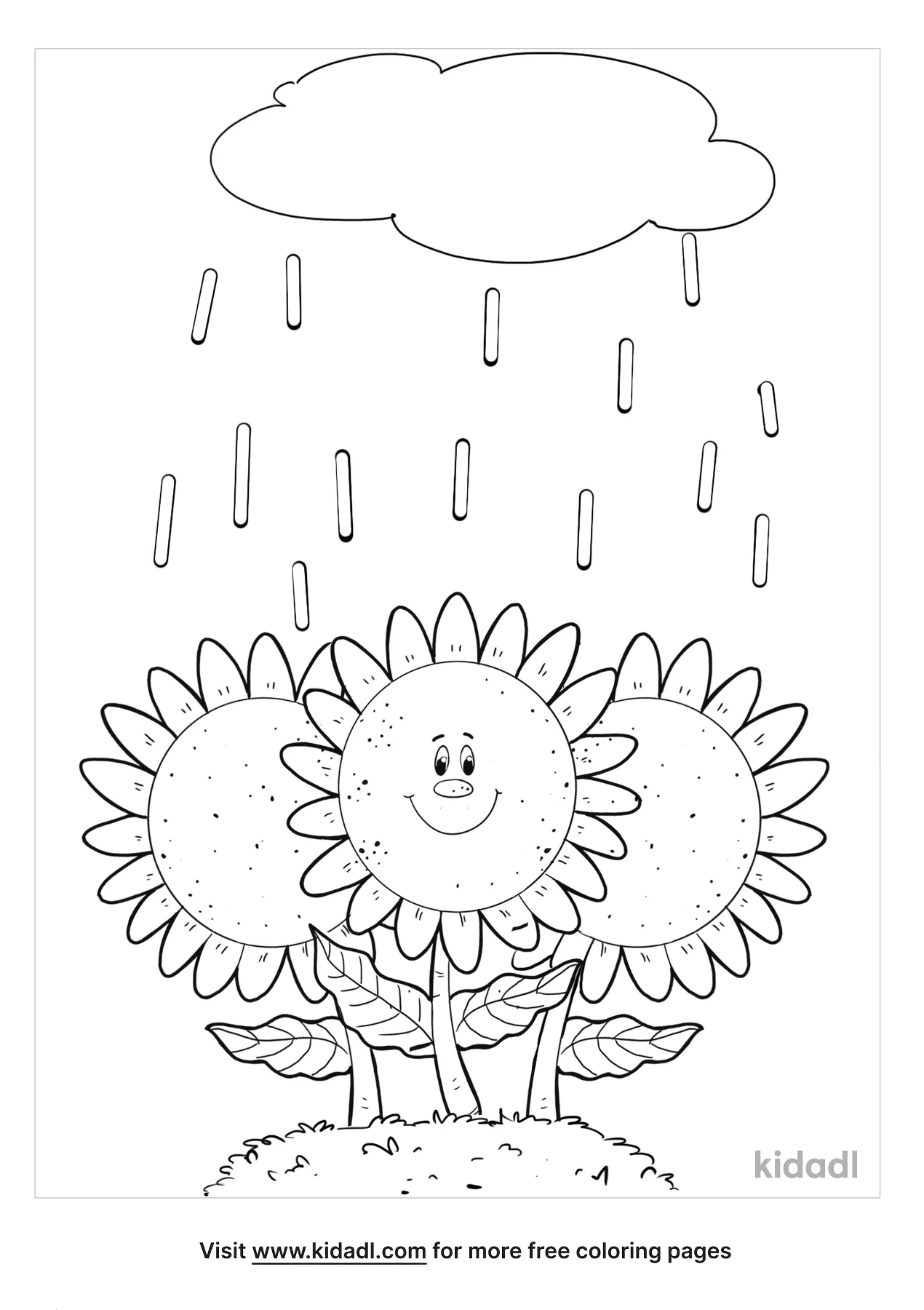 rain flowers coloring page