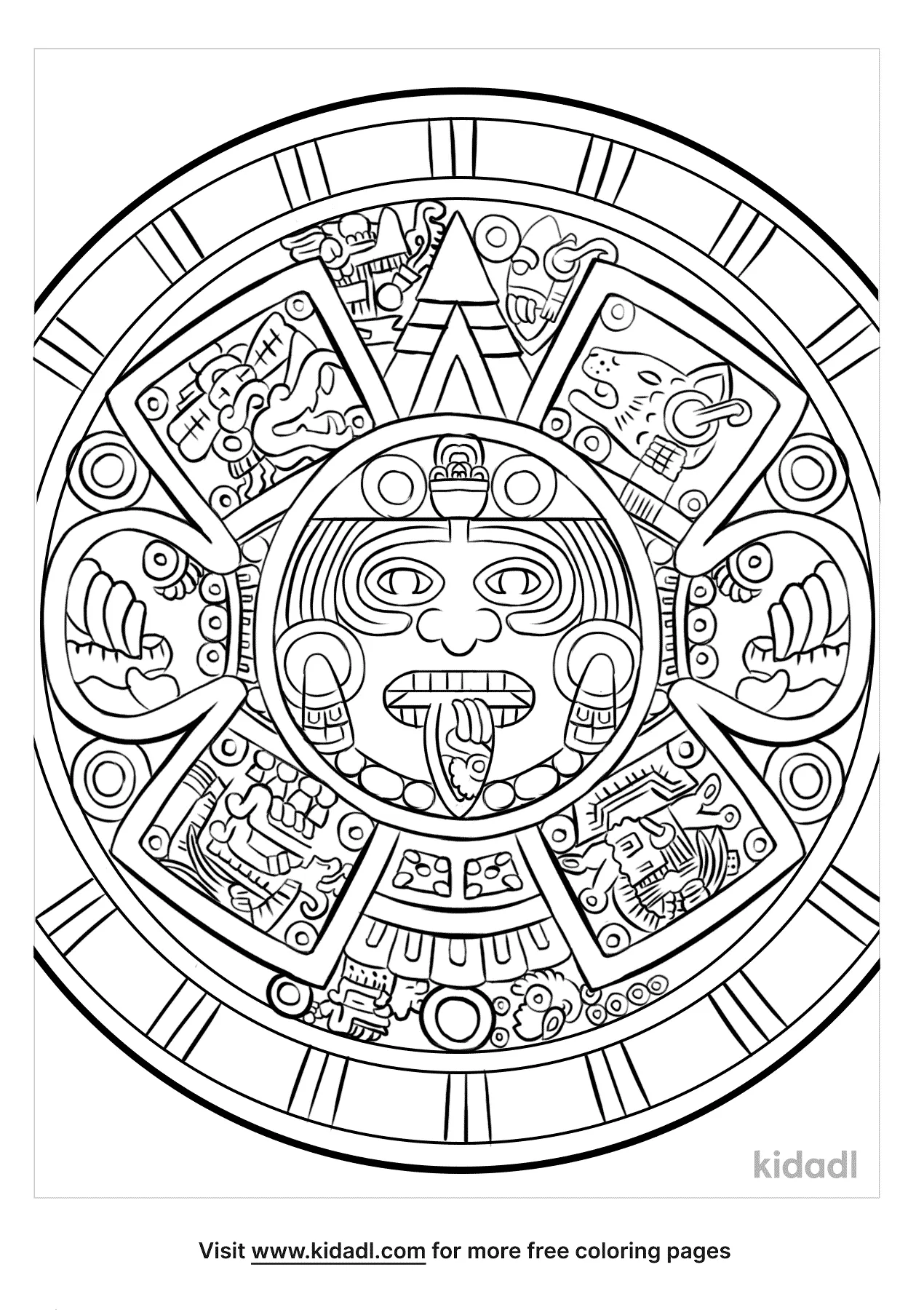 Free Aztec Calendar Coloring Page Coloring Page Printables Kidadl