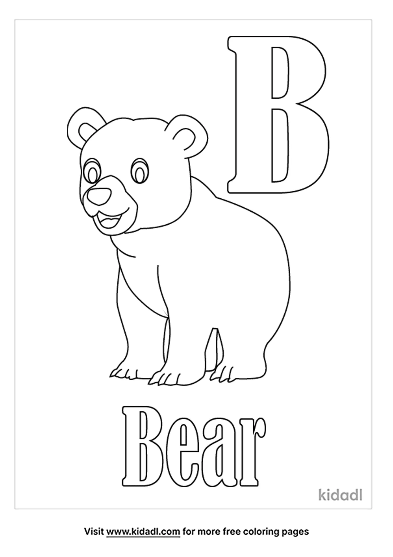 Free B For Bear Coloring Page | Coloring Page Printables | Kidadl