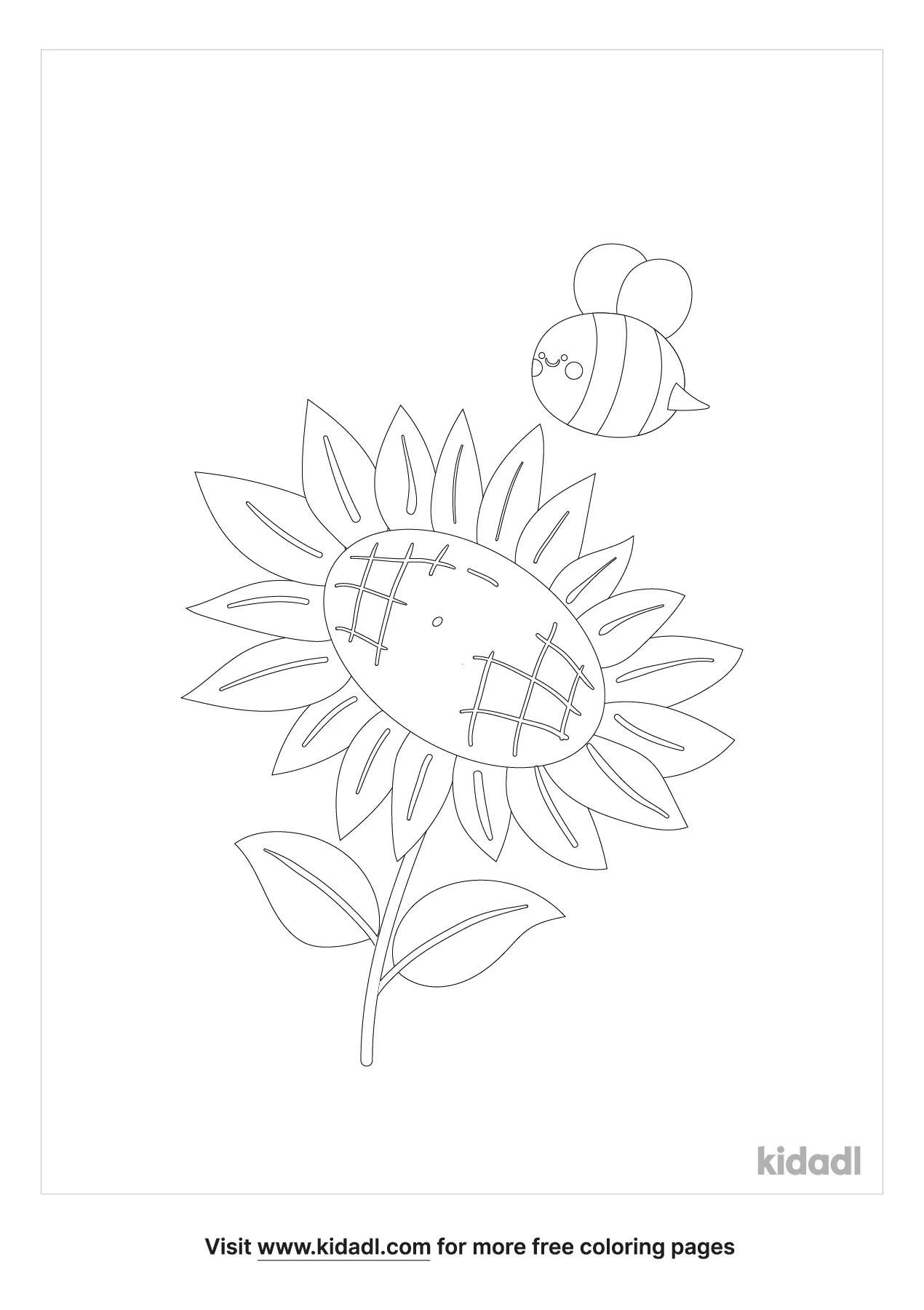 Bee And Flowers Coloring Page