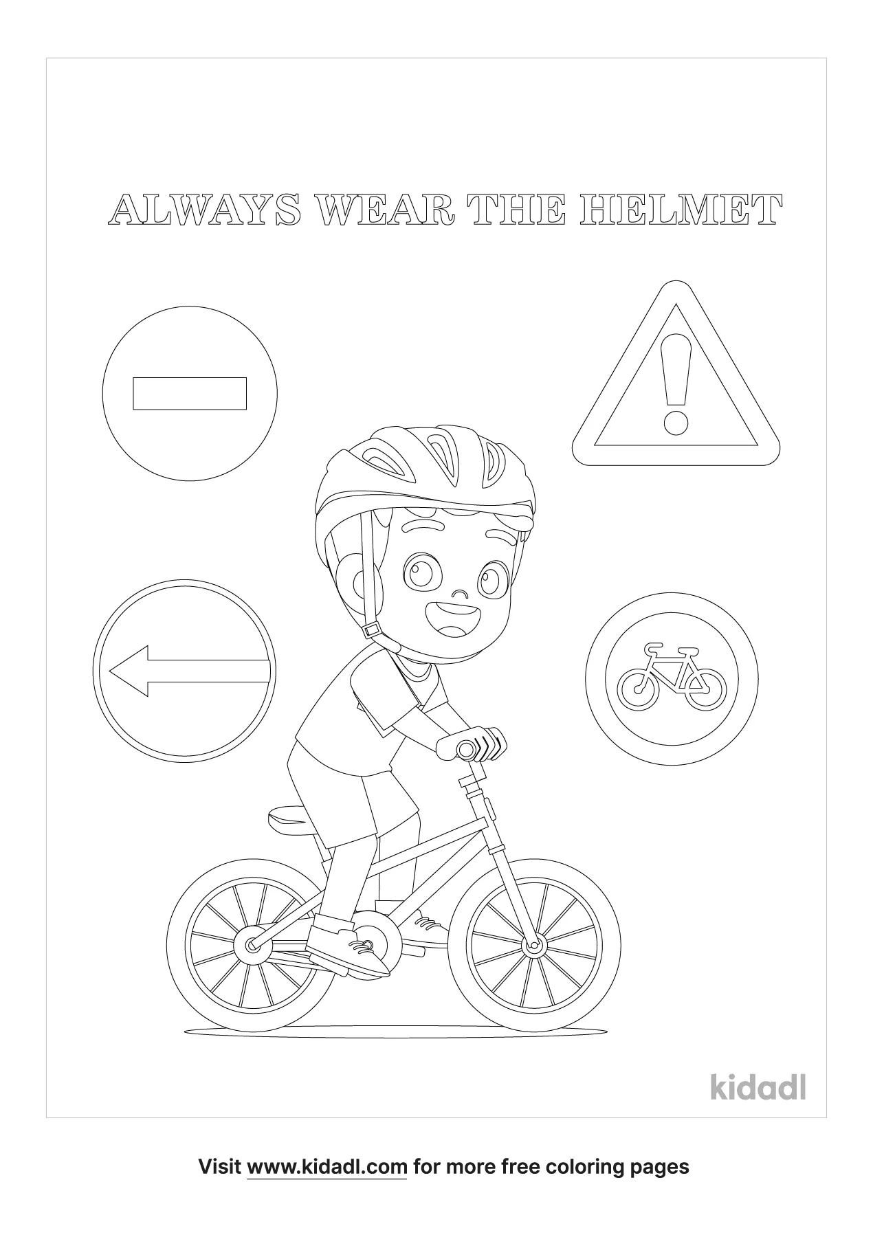 Free Bicycle Safety Coloring Page | Coloring Page Printables | Kidadl