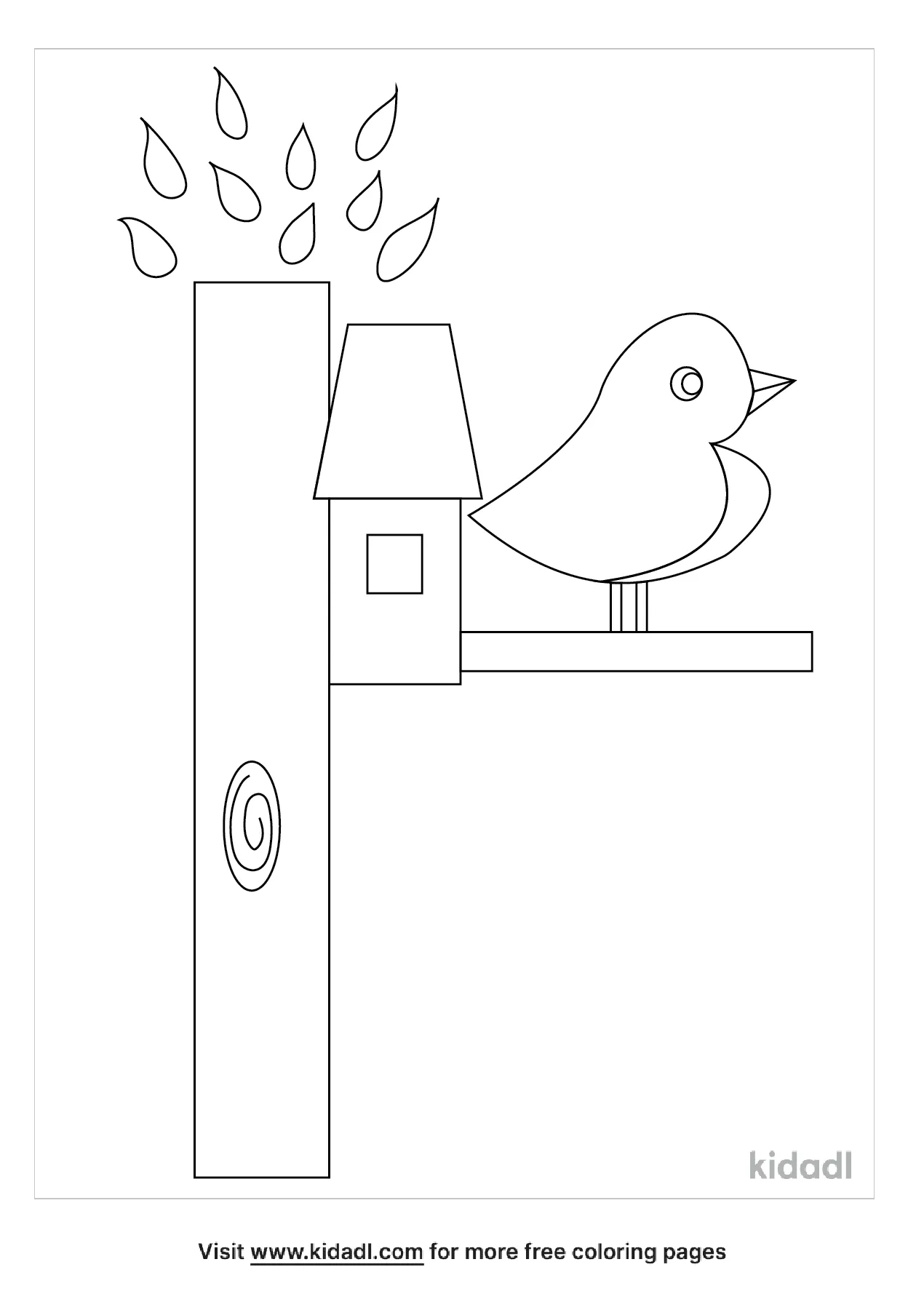 Bird And Bird House Coloring Page   Free Birds Coloring Page   Kidadl