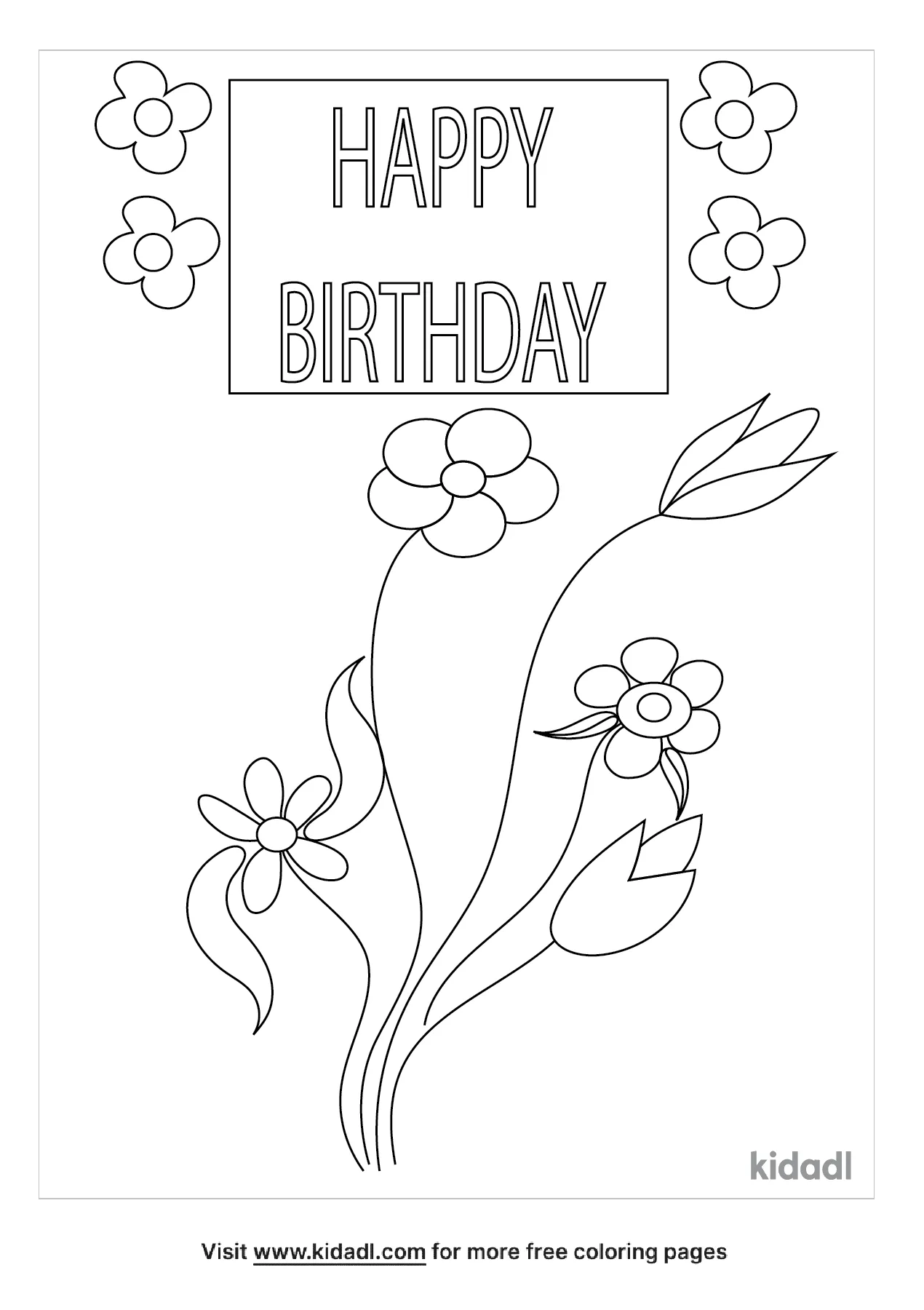 Happy Birthday Flowers Coloring Pages Birthday Flowers | Kidadl