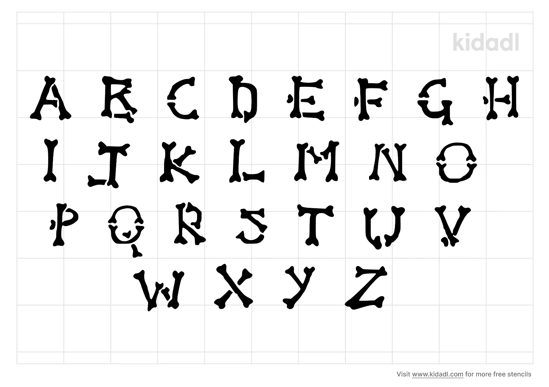 Free Bone Letters Stencil Stencil Printables Kidadl