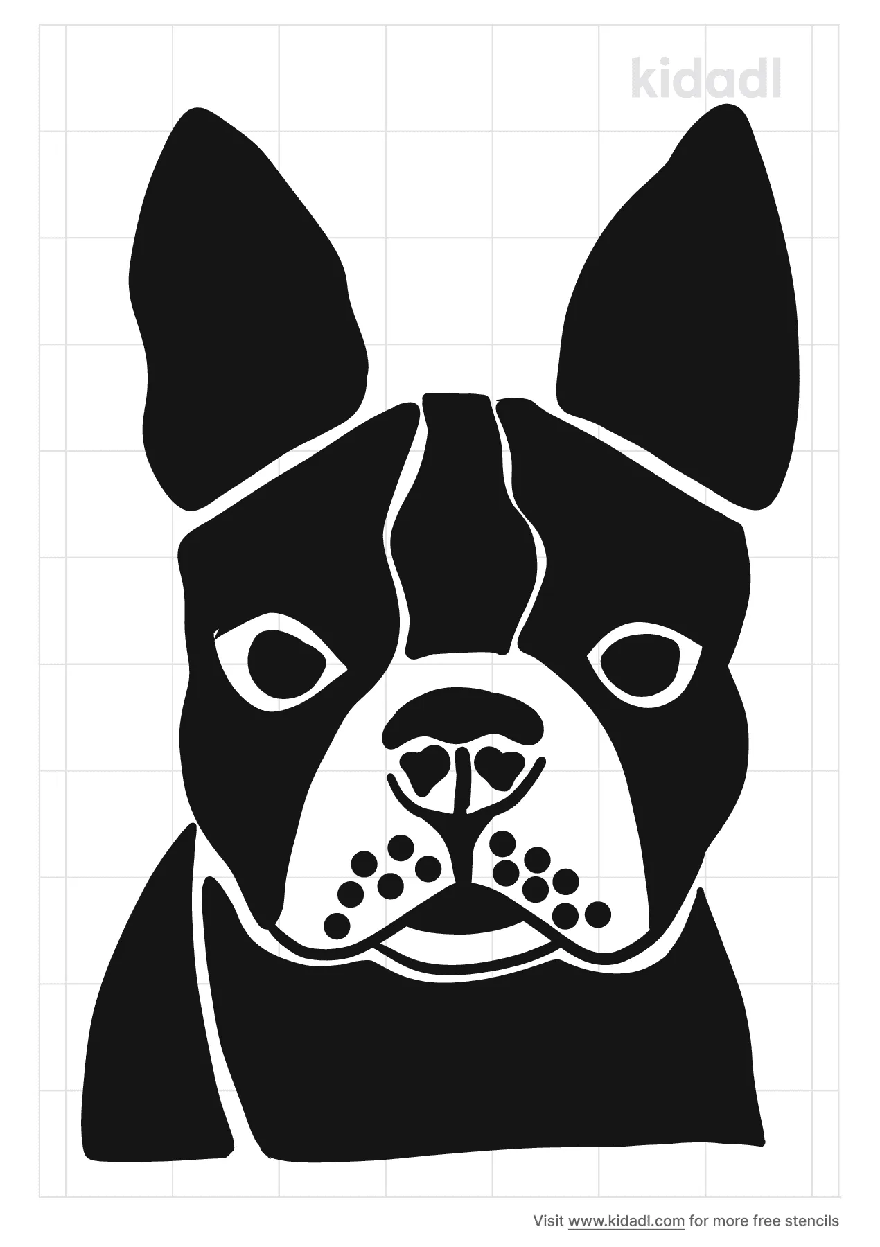 Free Boston Terrier Face Stencil | Stencil Printables | Kidadl