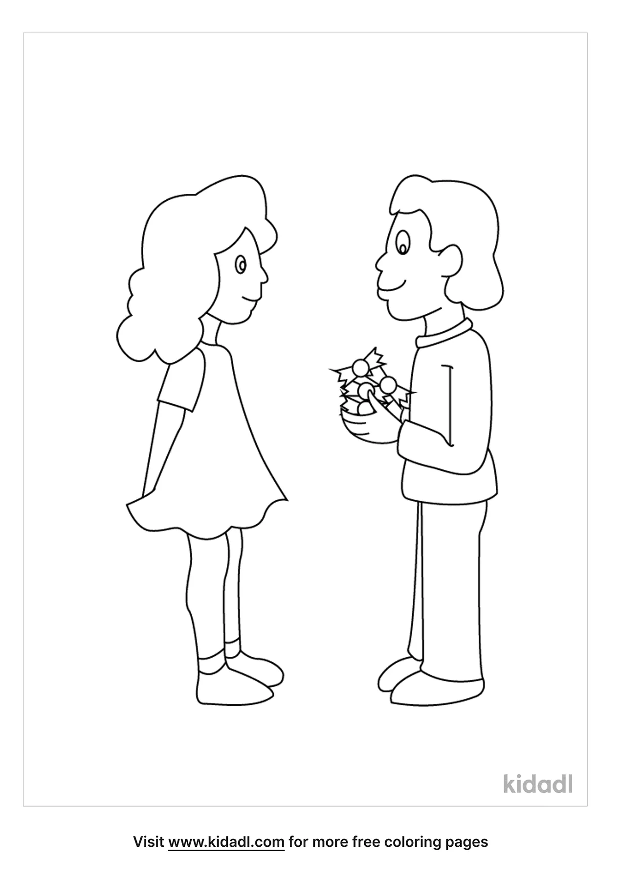 Boy Being Nice To A Girl Coloring Page