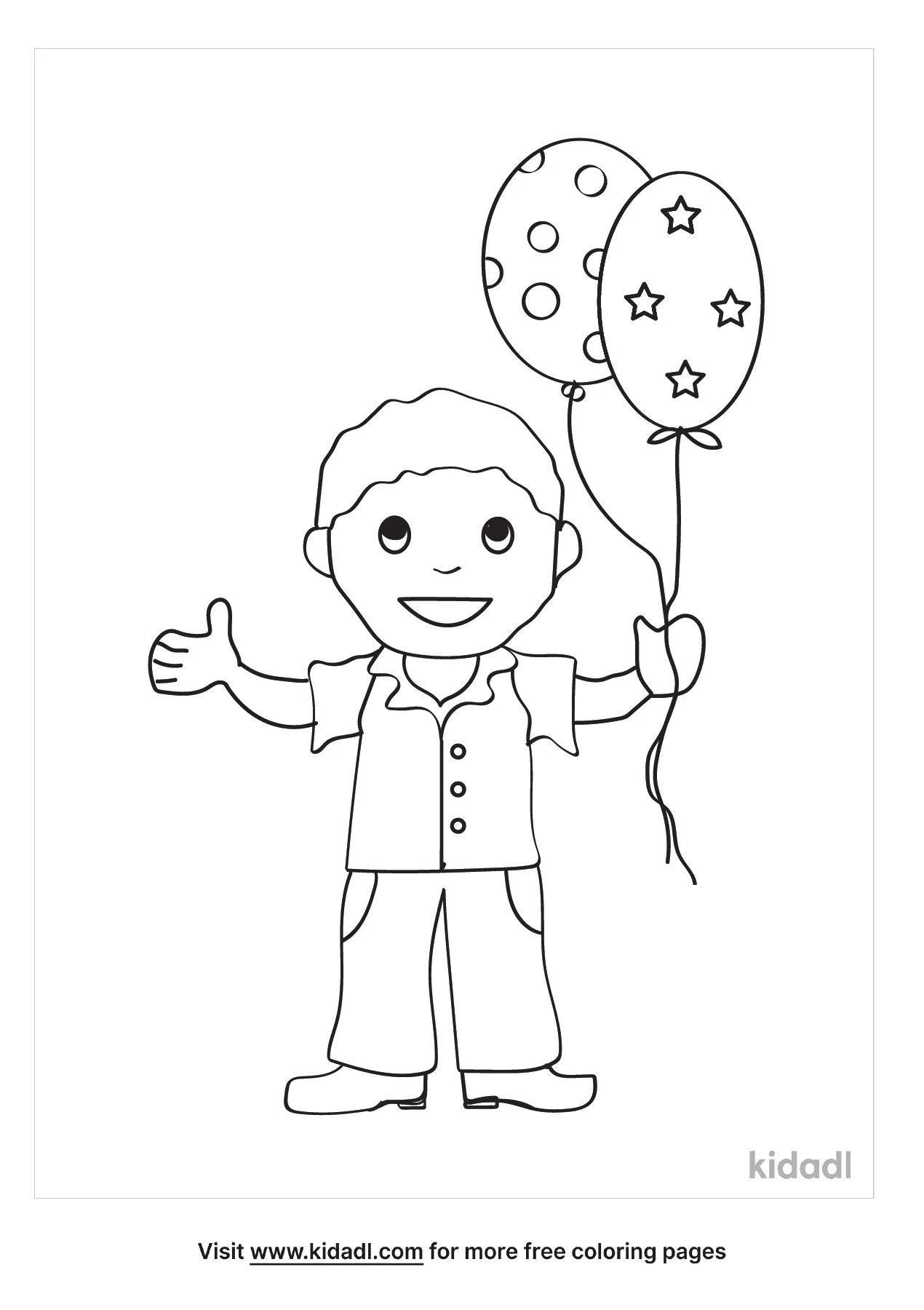 Boy Holding Balloons Coloring Page