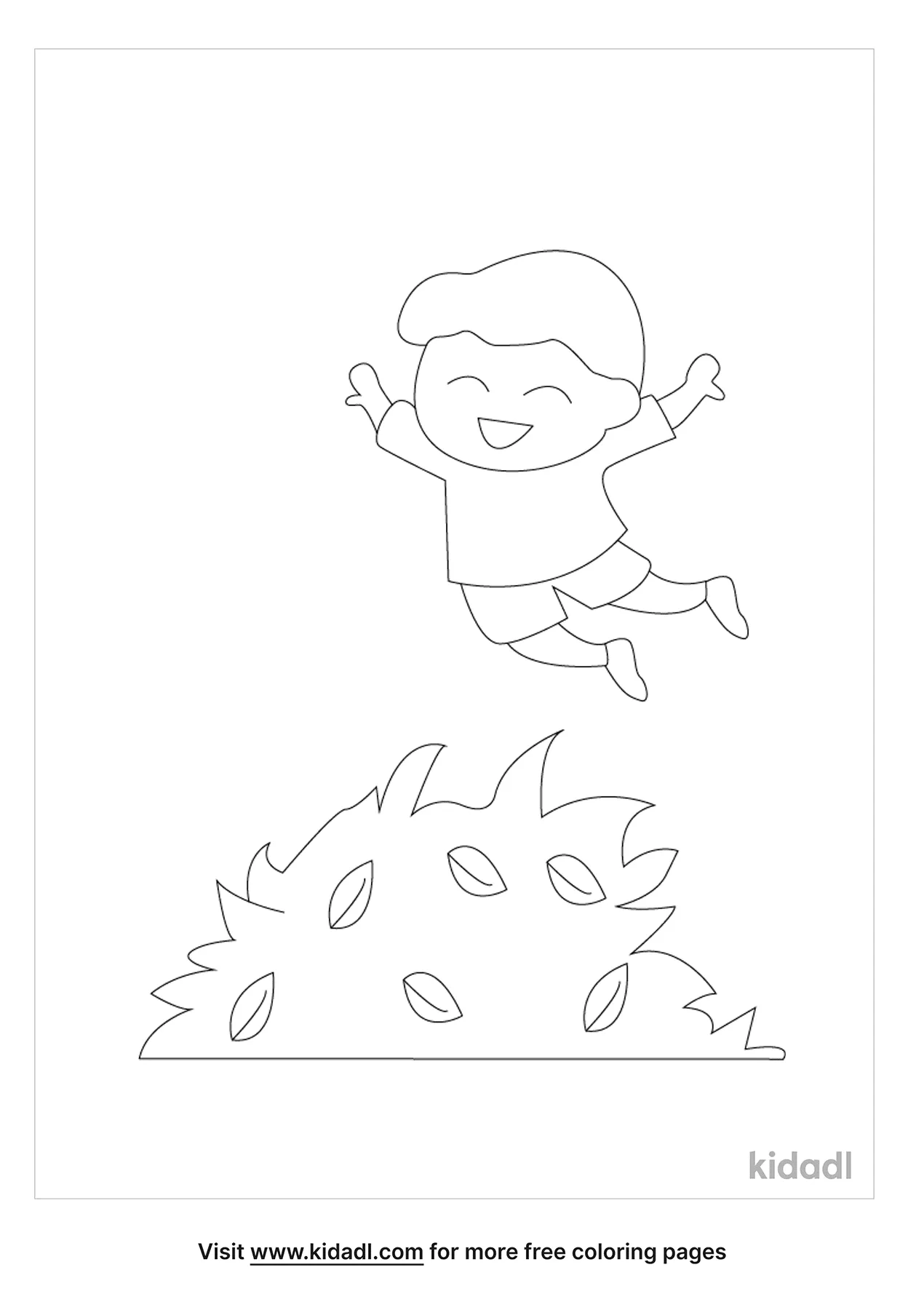 jumping in leaves coloring pages