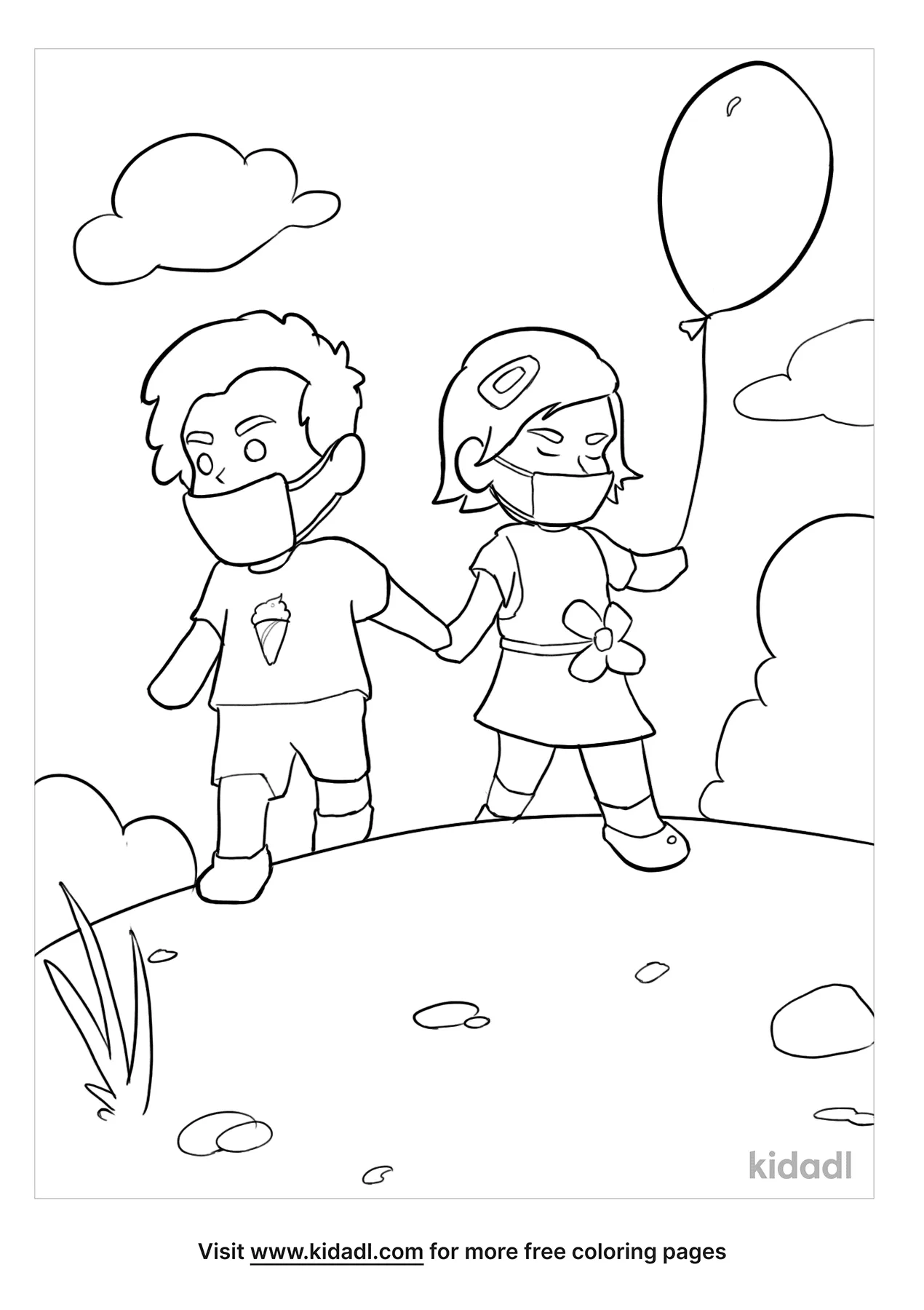 boy and girl walking coloring pages