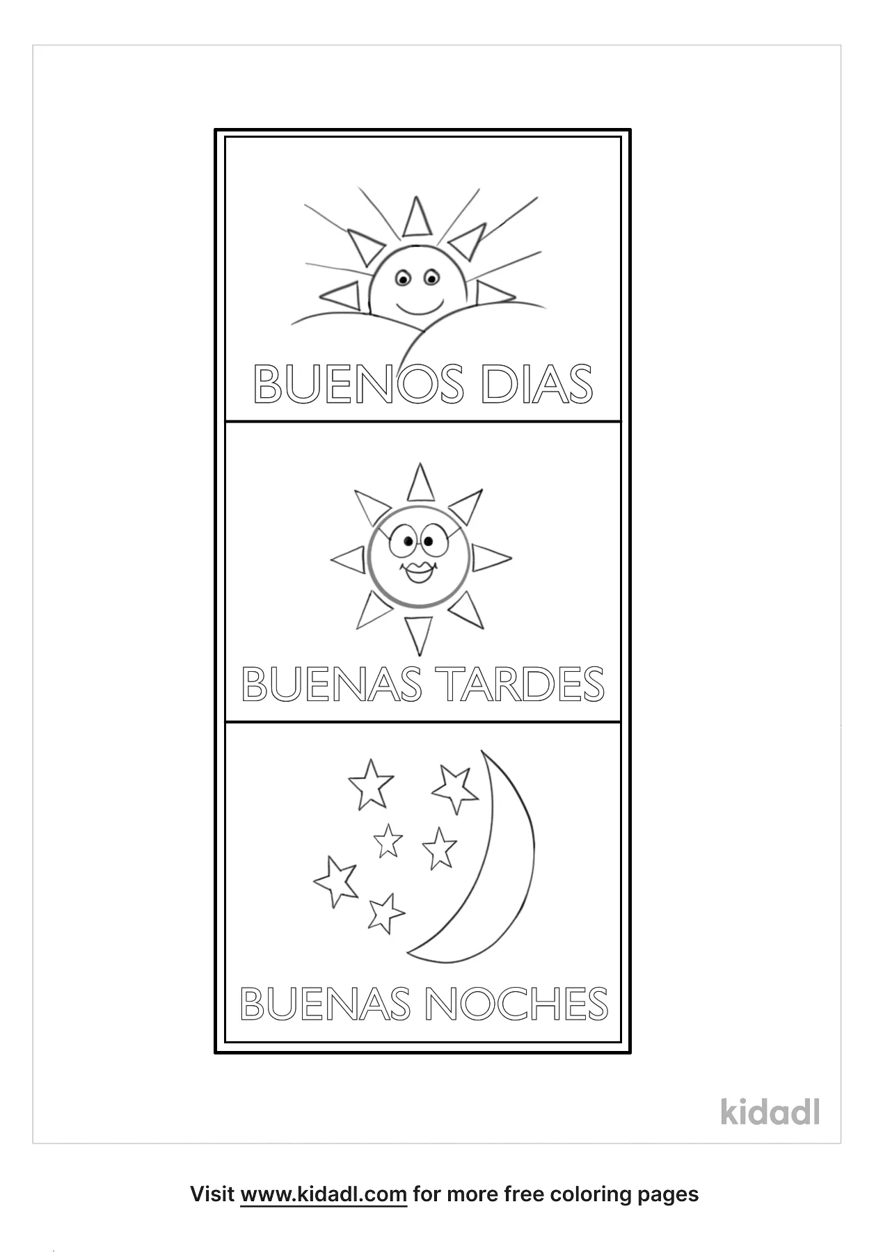 Free Buenos Dias Buenas Tardes Buenas Noches Coloring Page | Coloring Page  Printables | Kidadl