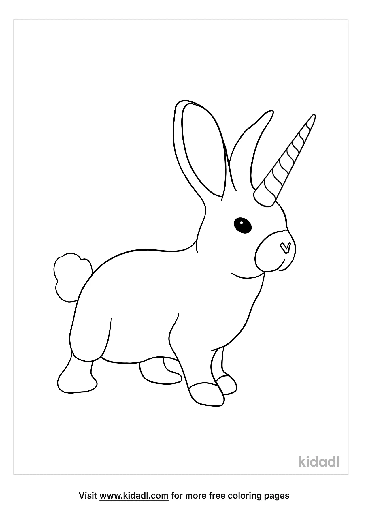 bunny with unicorn horn coloring page free cartoons coloring page kidadl