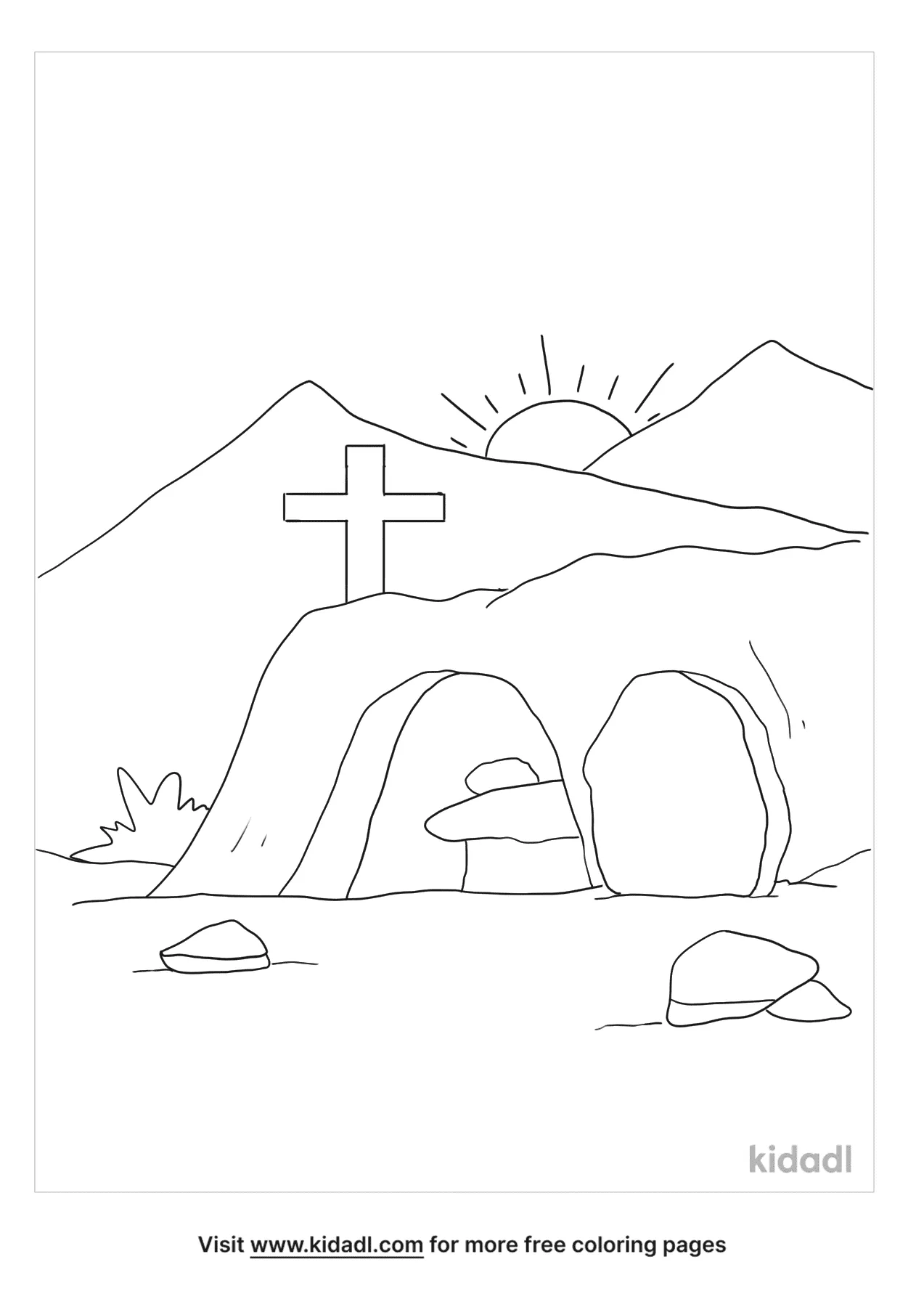 coloring pages of cross and tomb