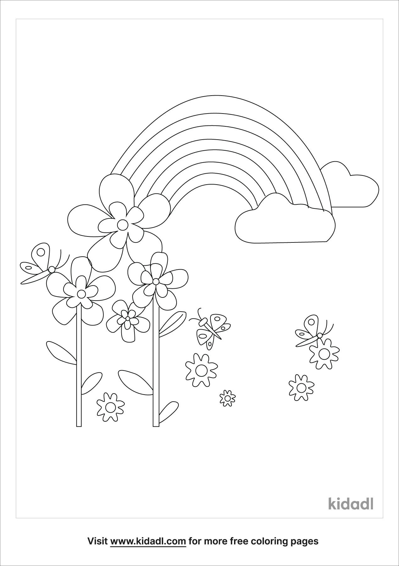 Free Butterfly Flower Rainbow Coloring Page | Coloring Page Printables ...