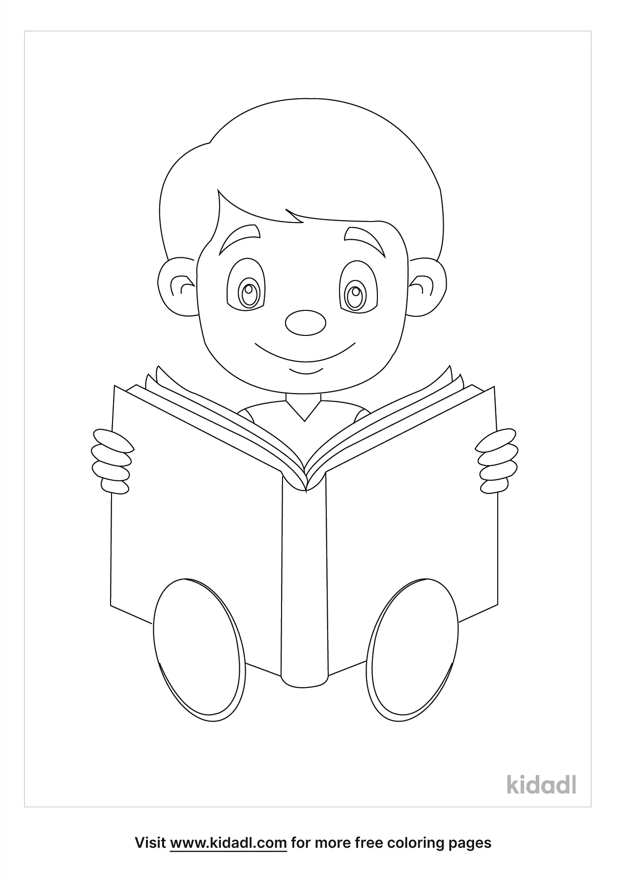 Cartoon Boy Reading With Someone Coloring Page