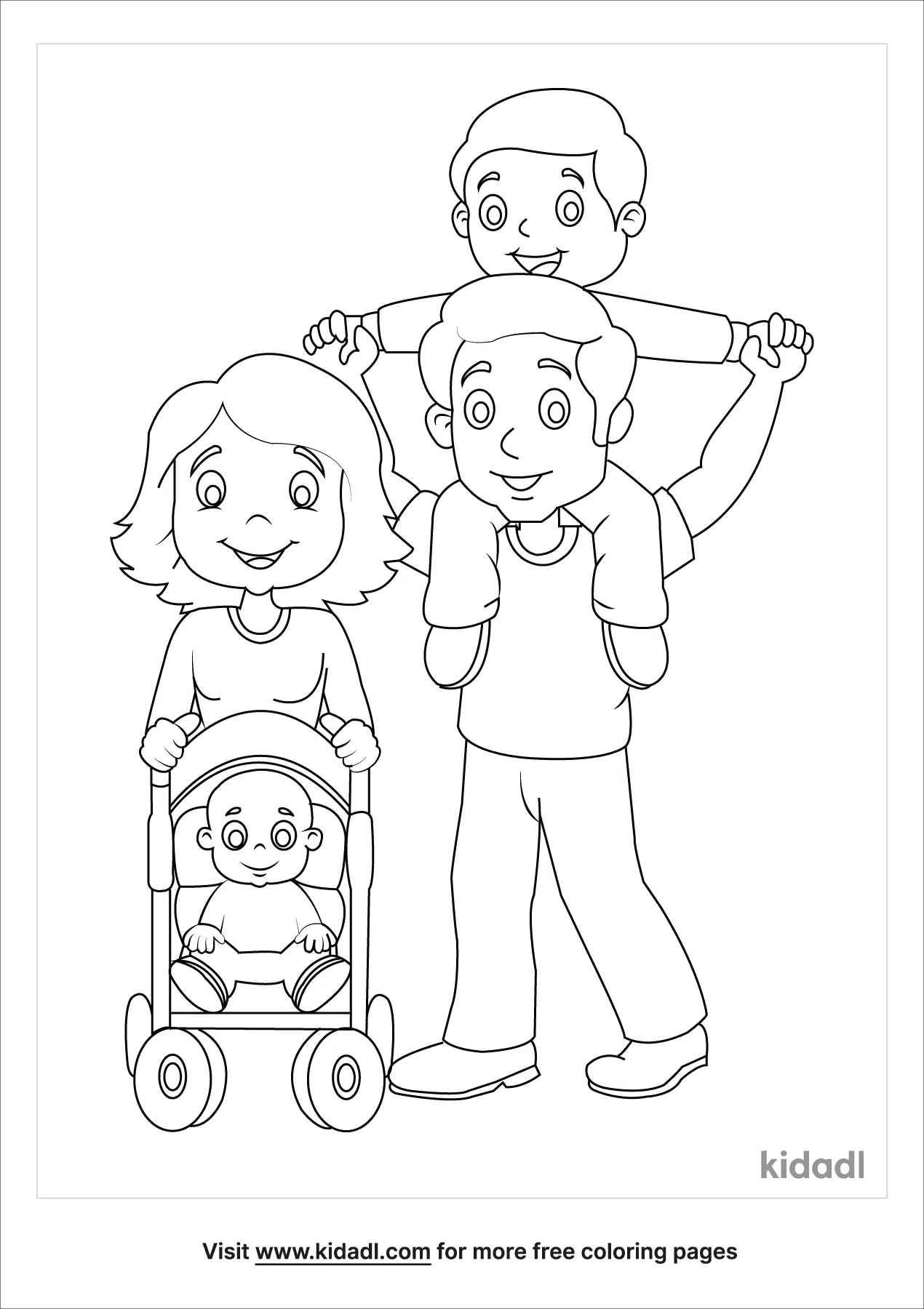 Free Cartoon Family Coloring Page | Coloring Page Printables | Kidadl