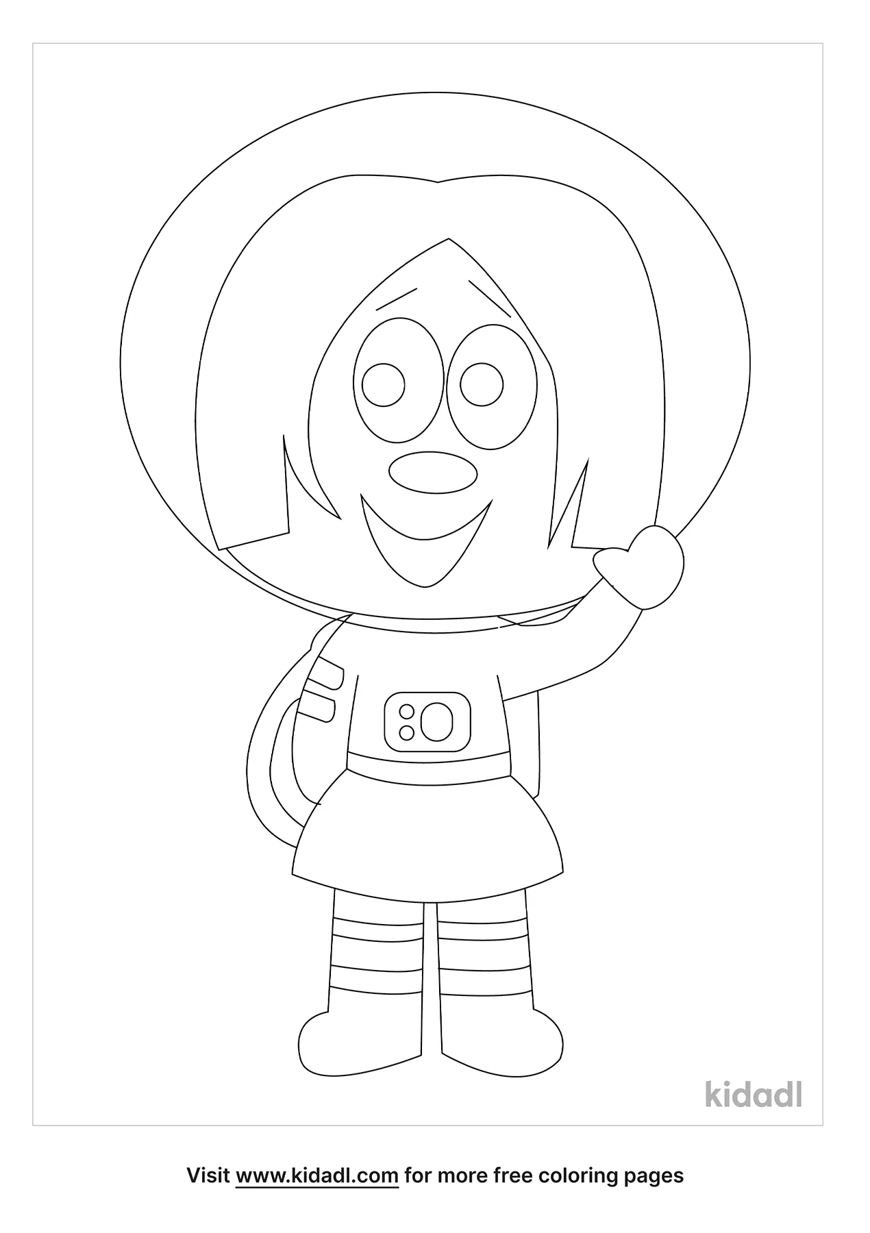 Cartoon Girl Astronaut Coloring Page