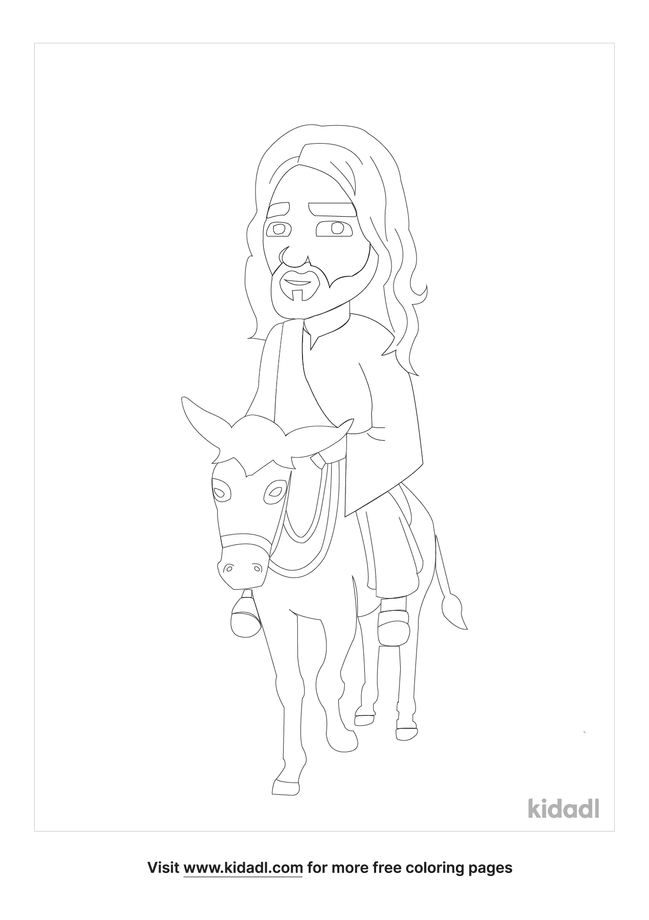 Free Cartoon Jesus Coming On A Donkey Coloring Page | Coloring Page ...