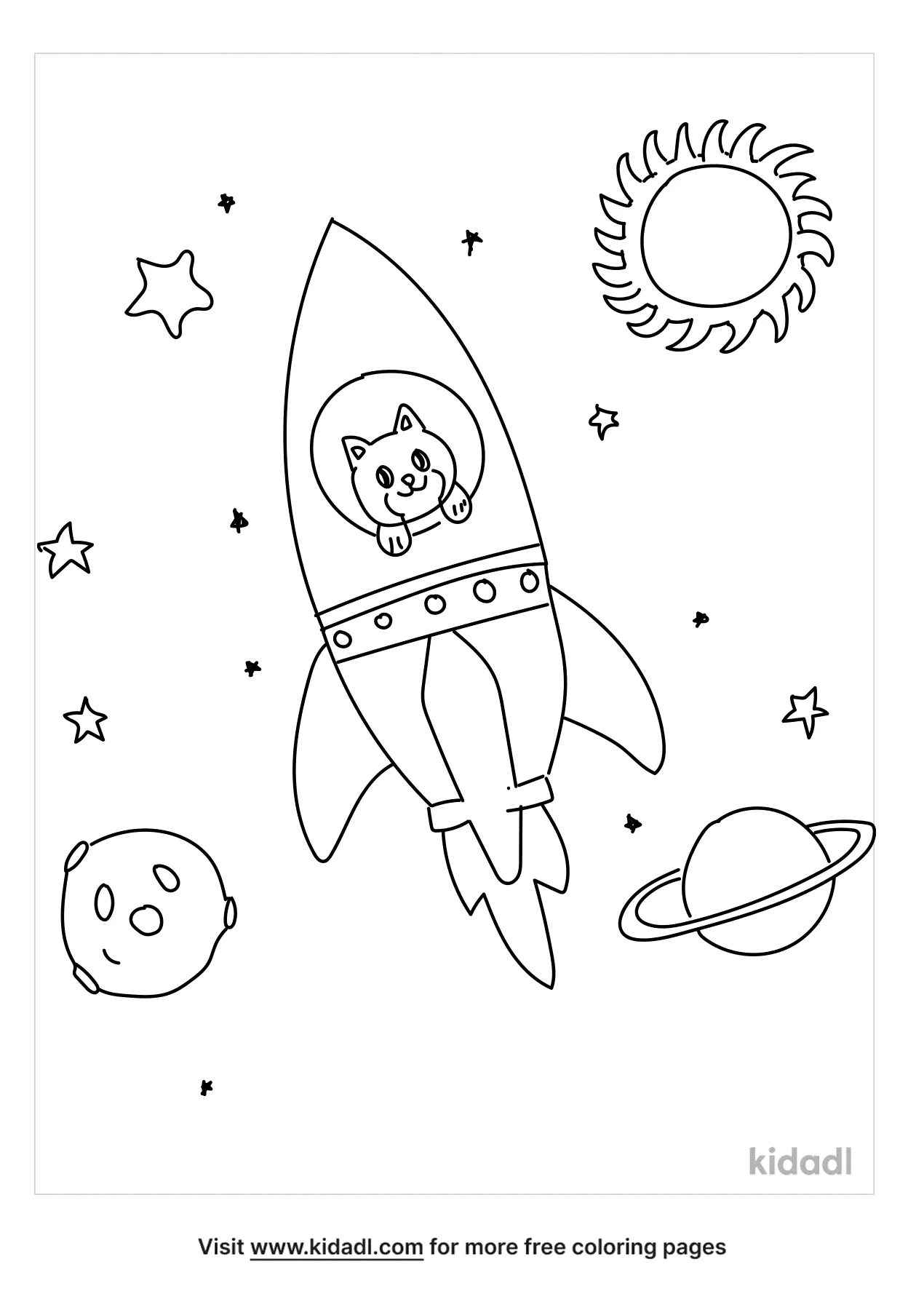 Free Cat In Spaceship Coloring Page | Coloring Page Printables | Kidadl