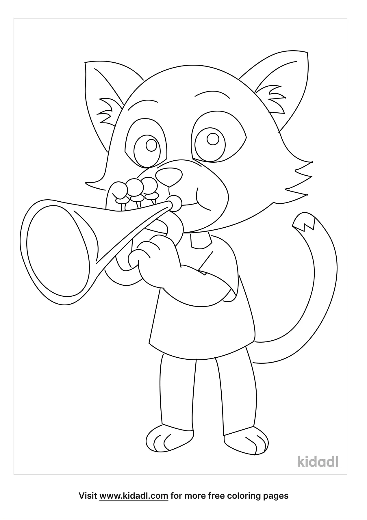 Free Cat Playing Trumpet Coloring Page | Coloring Page Printables | Kidadl