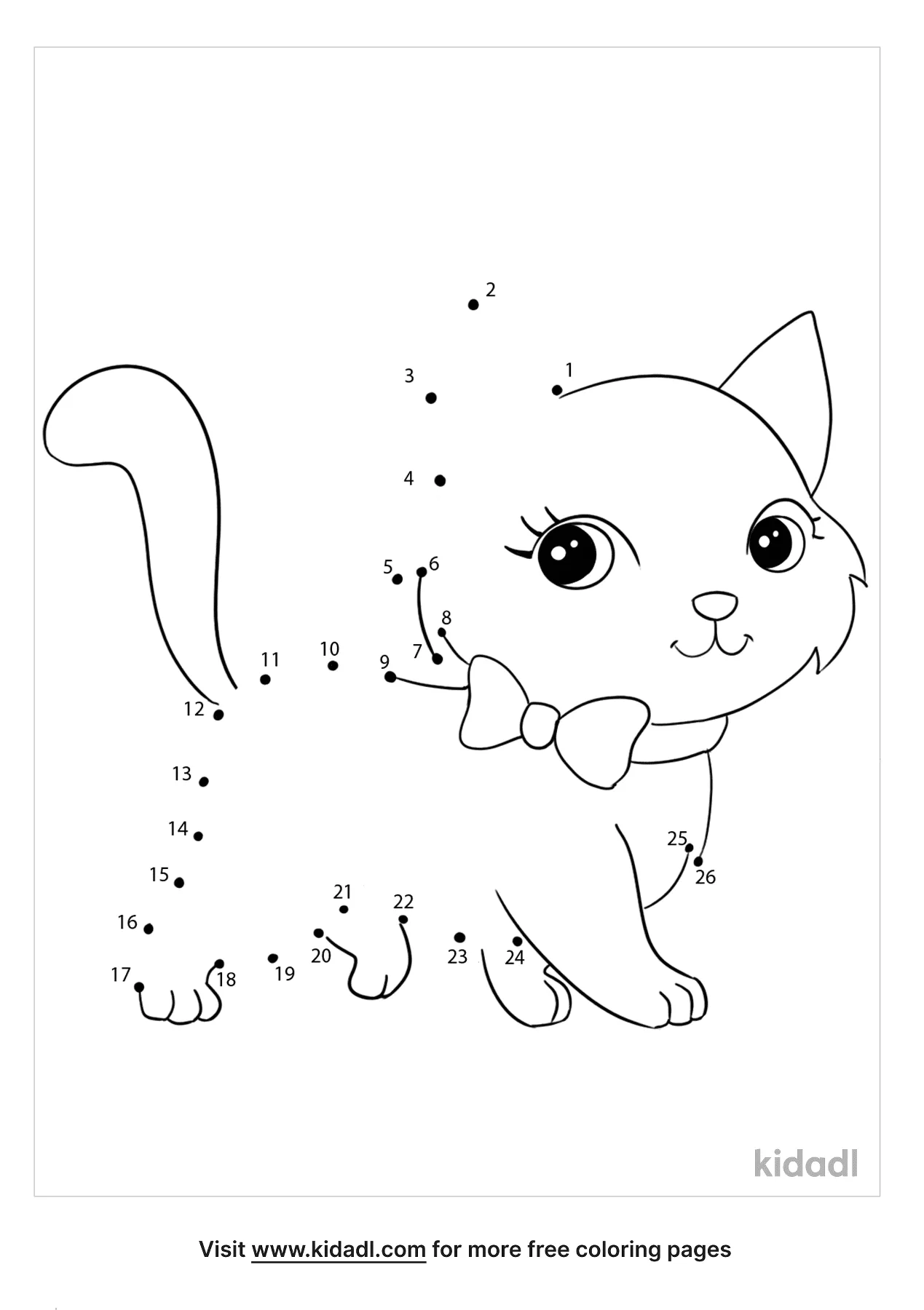 Cat Connect The Dots Coloring Page
