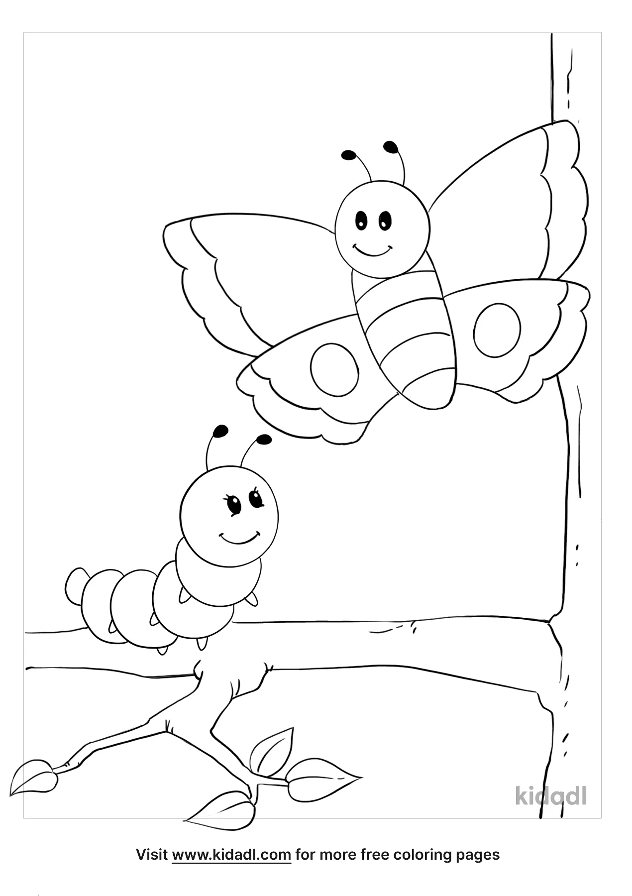 Caterpillar To Butterfly Coloring Pages   Free Bugs Coloring Pages ...