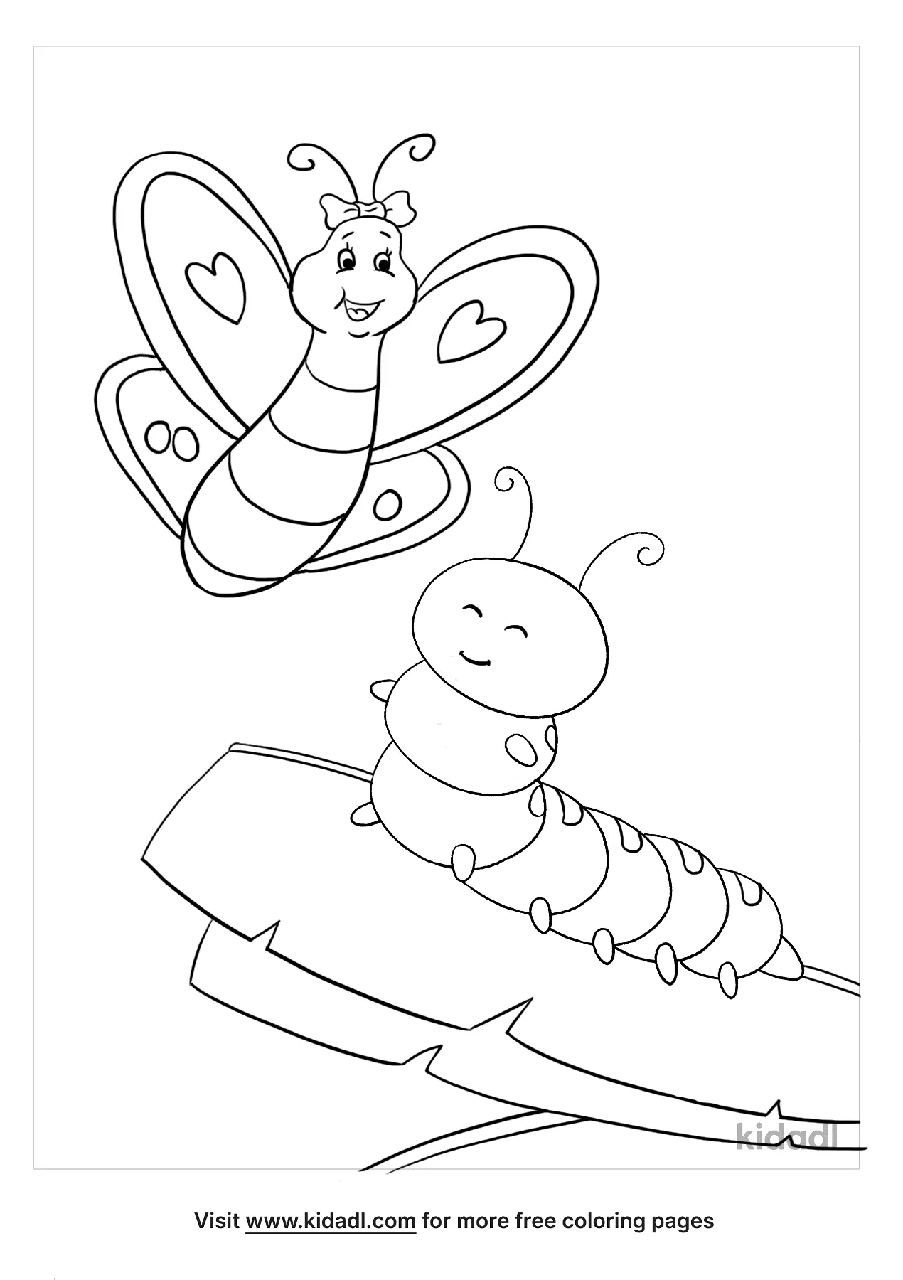 Caterpillar To Butterfly Coloring Pages   Free Bugs Coloring Pages ...