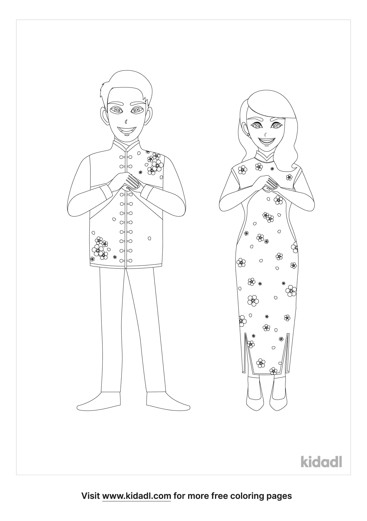 Free Cheongsam Coloring Page | Coloring Page Printables | Kidadl