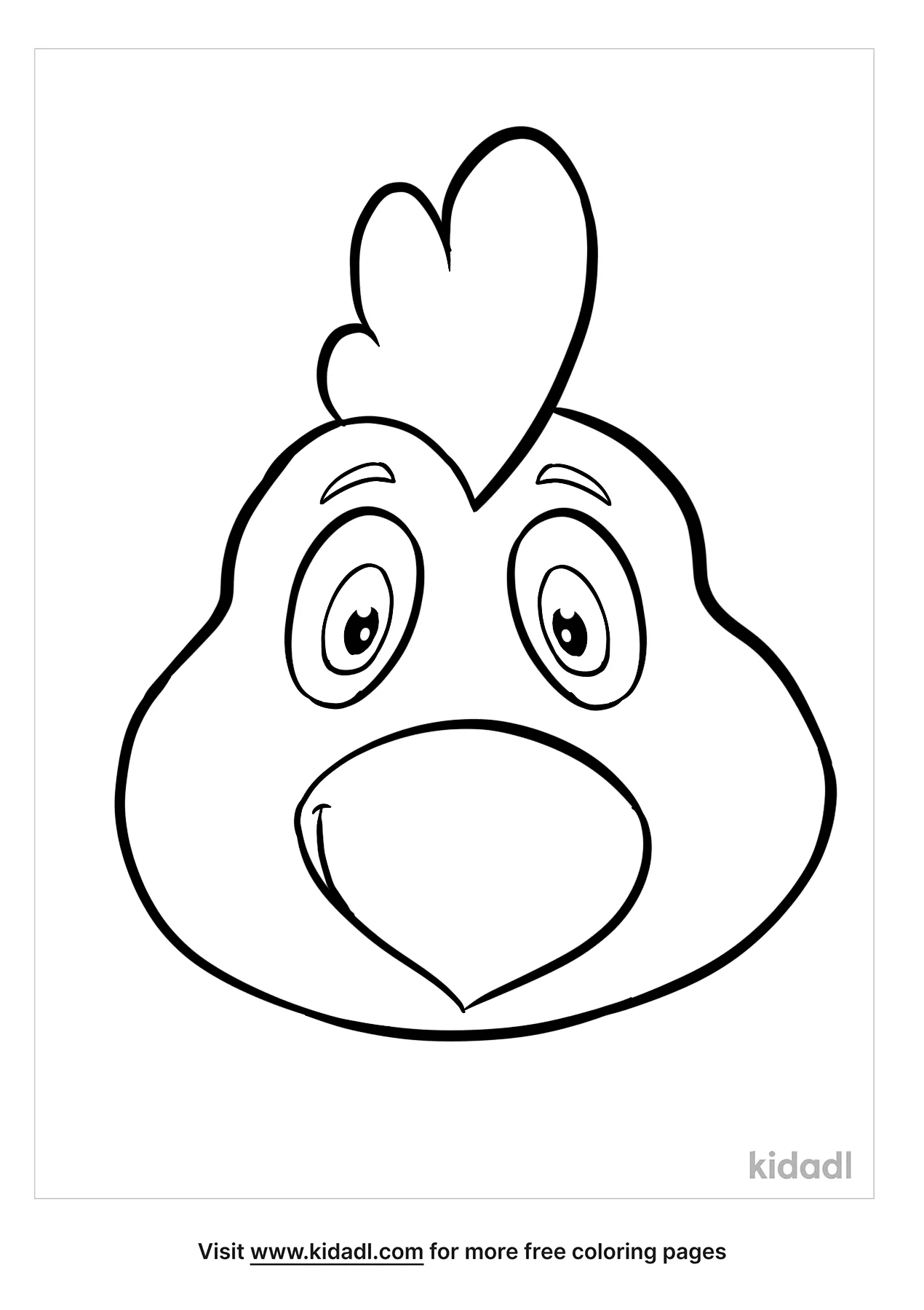 Free Chicken Cartoon Head Coloring Page | Coloring Page Printables | Kidadl