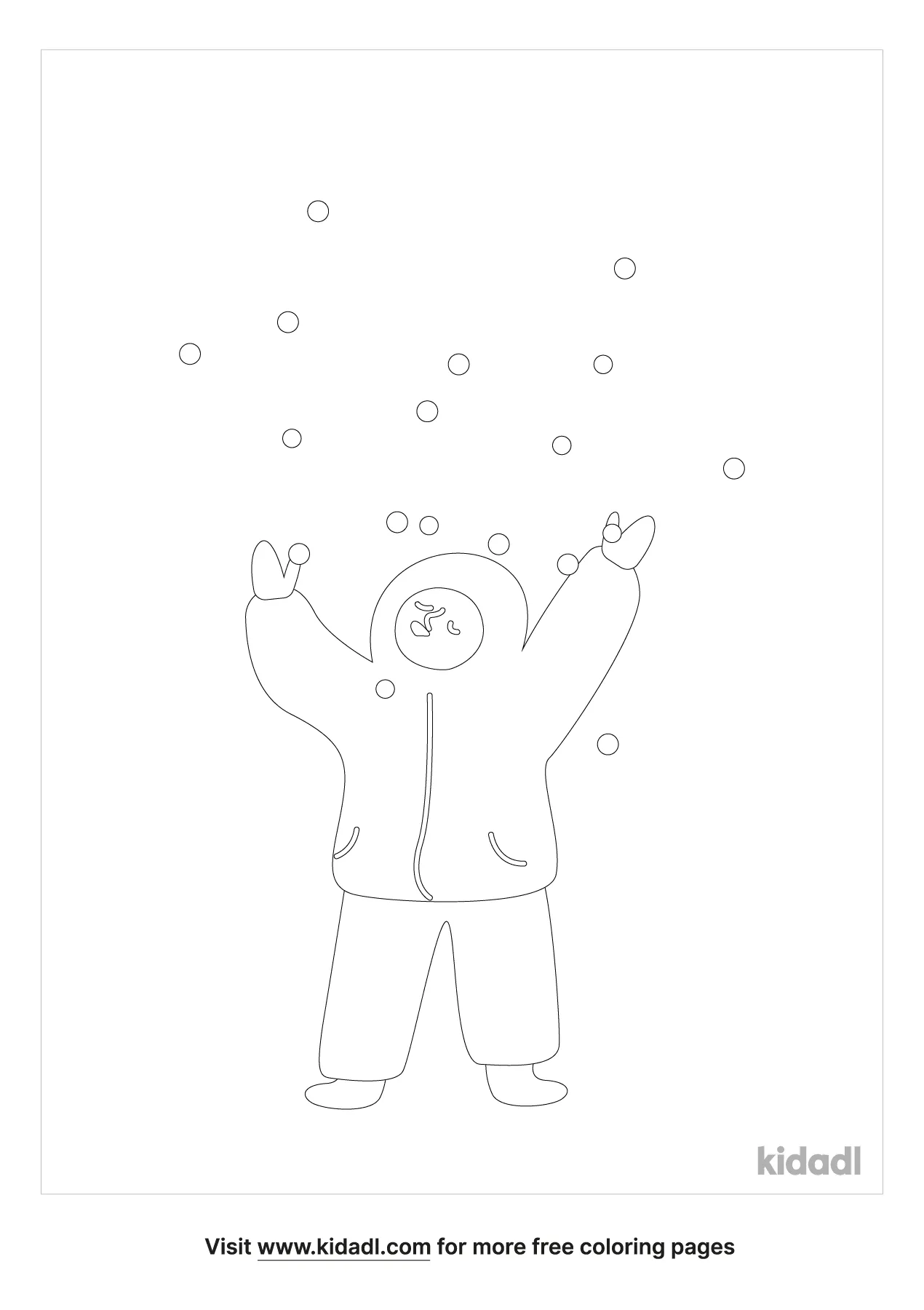 Children Eating Snow Coloring Page