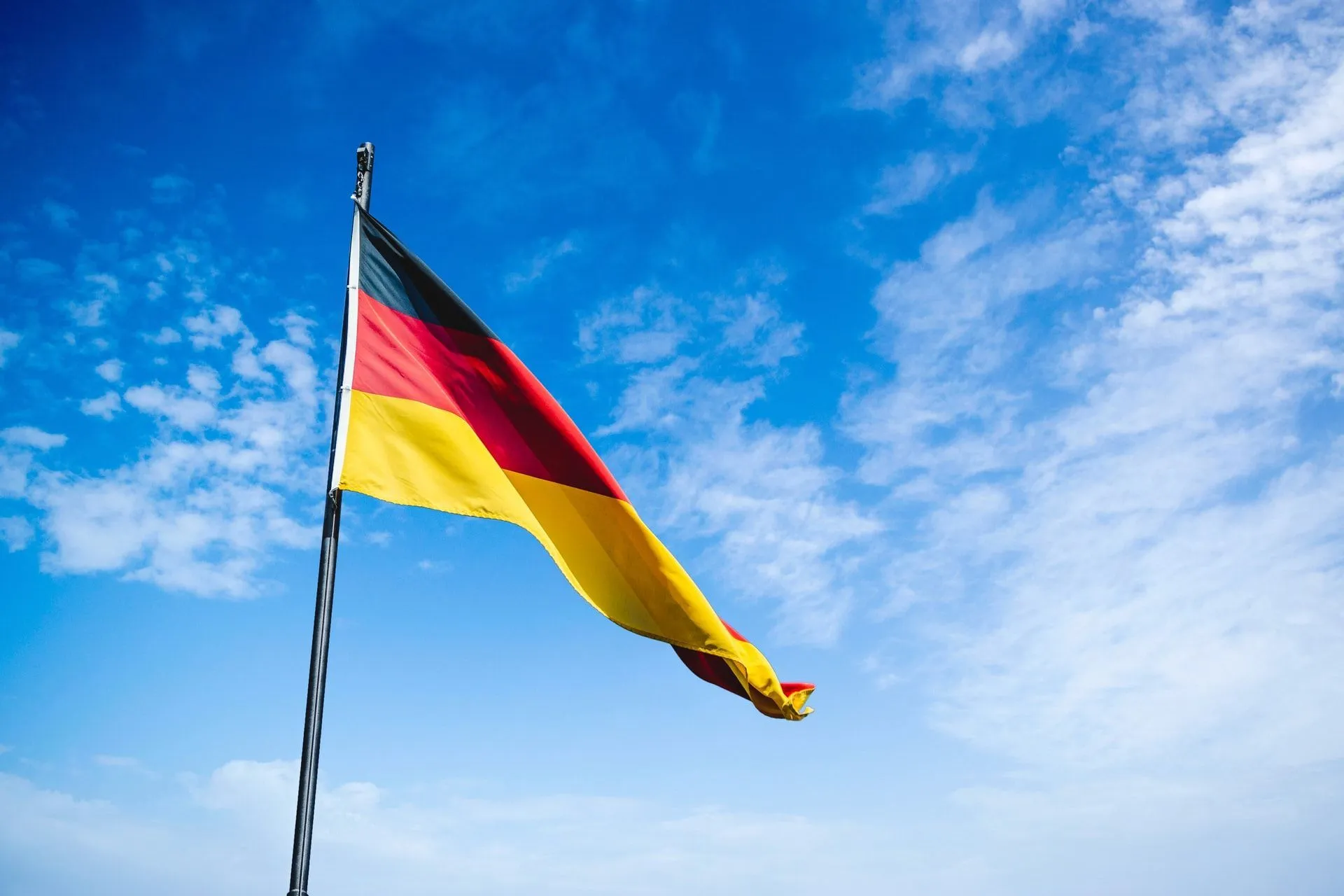 Flag of Germany waving in the aky
