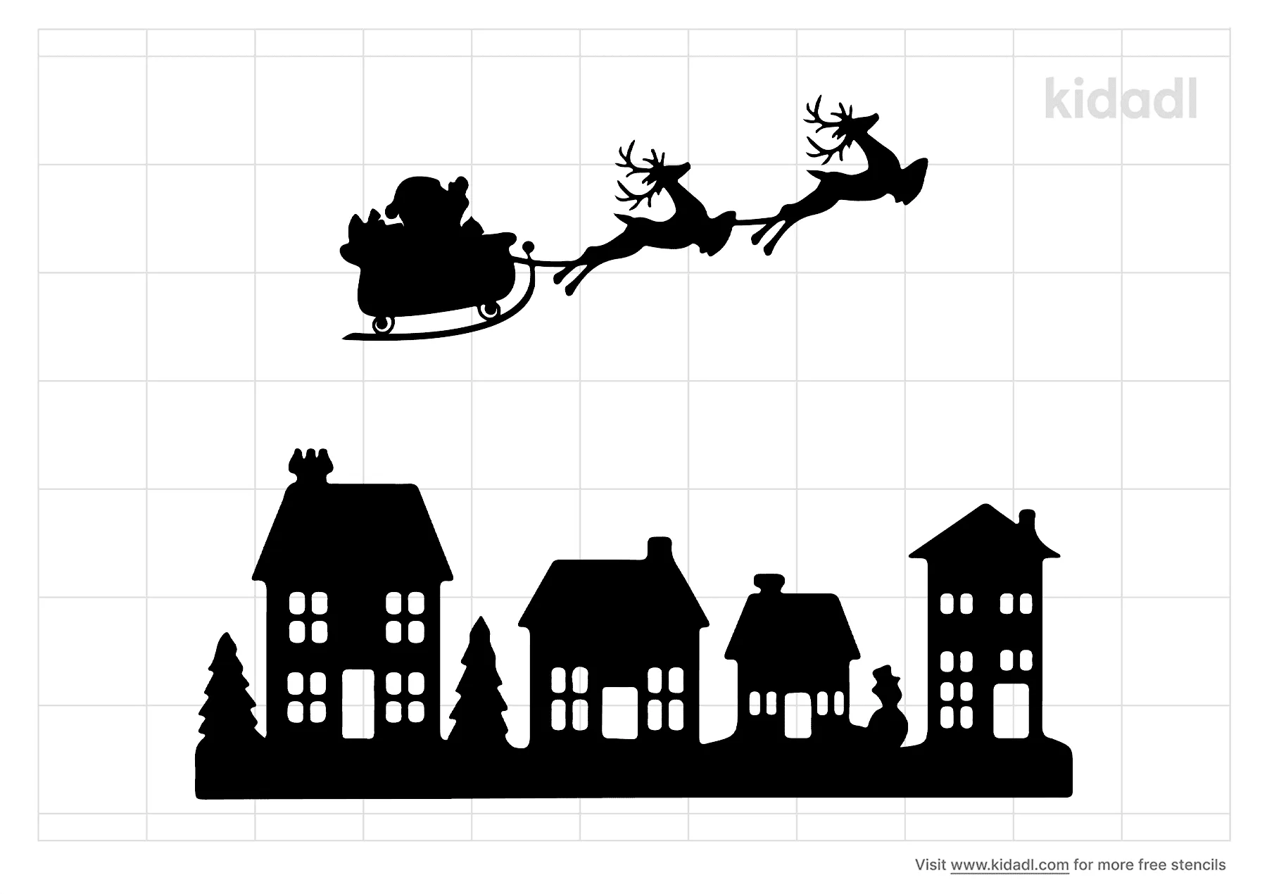 Free Christmas Village Stencil | Stencil Printables | Kidadl