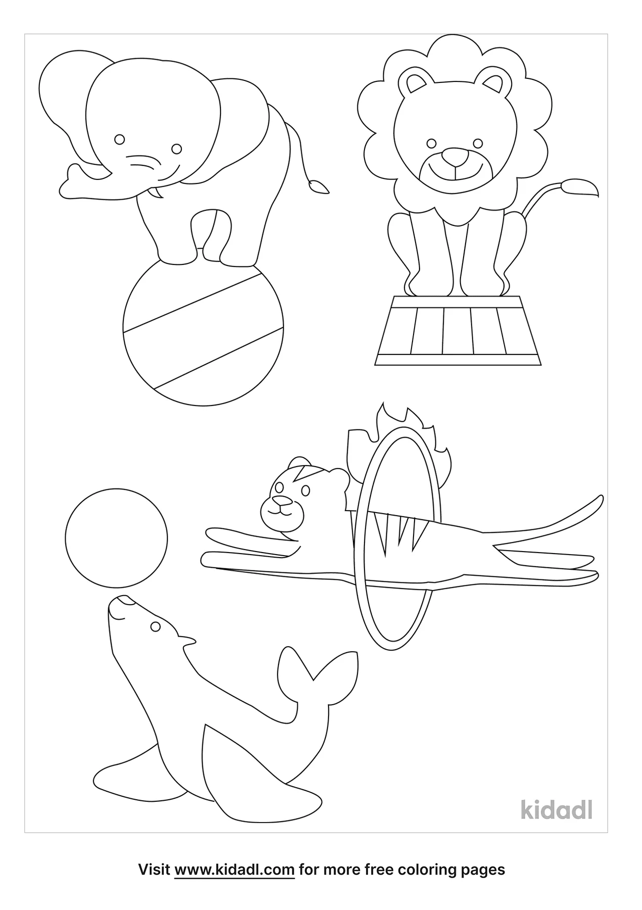 Free Circus Animals Coloring Page | Coloring Page Printables | Kidadl