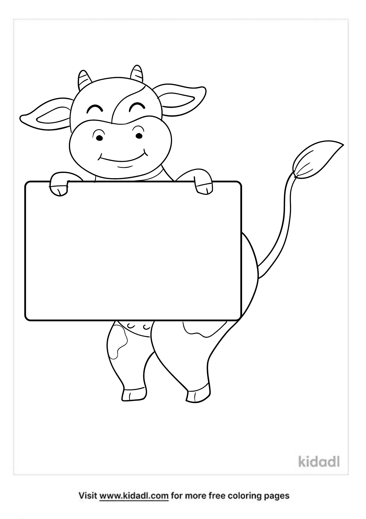 Cow Holding Sign Coloring Page