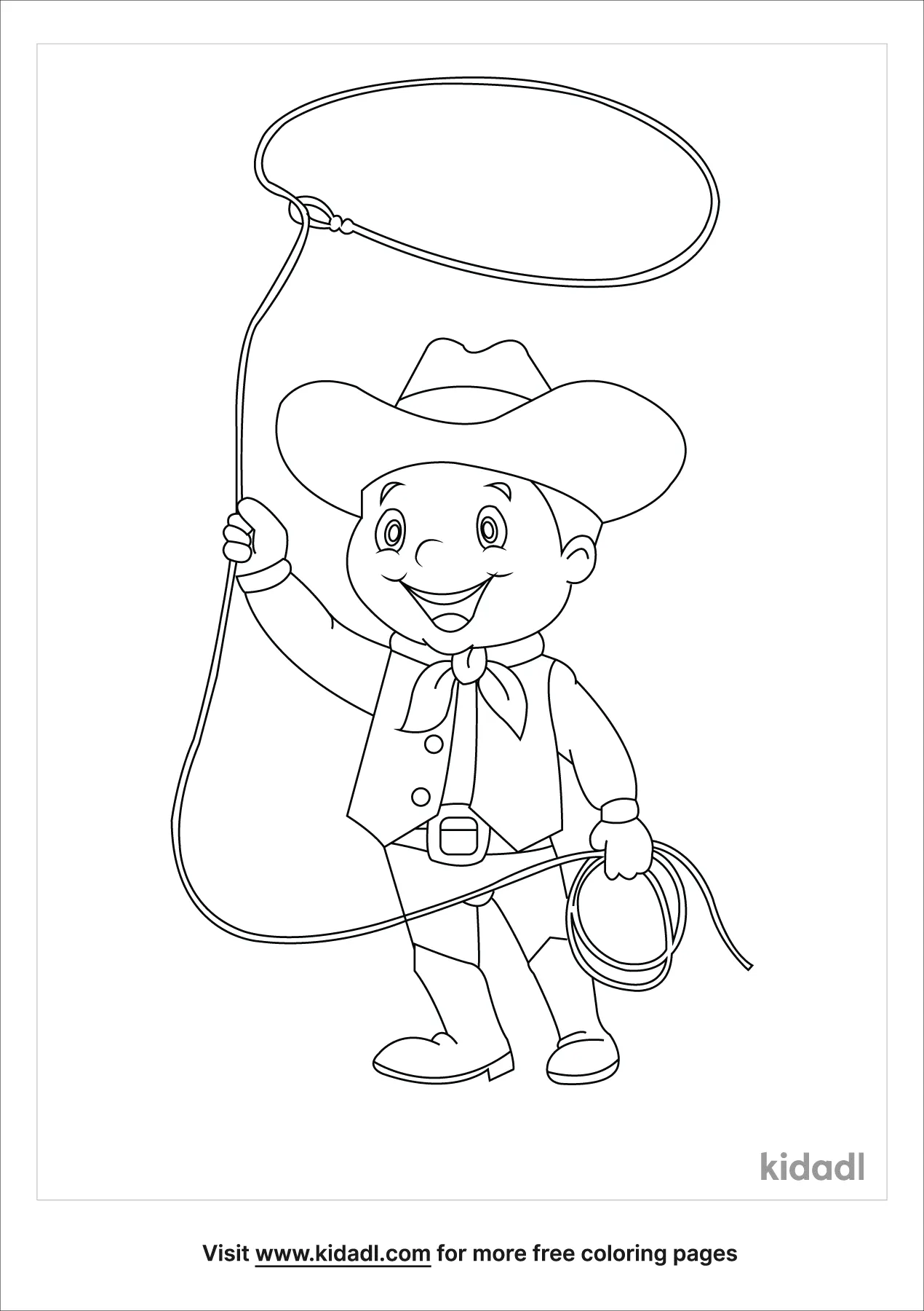 Cowboy With Lasso Coloring Page