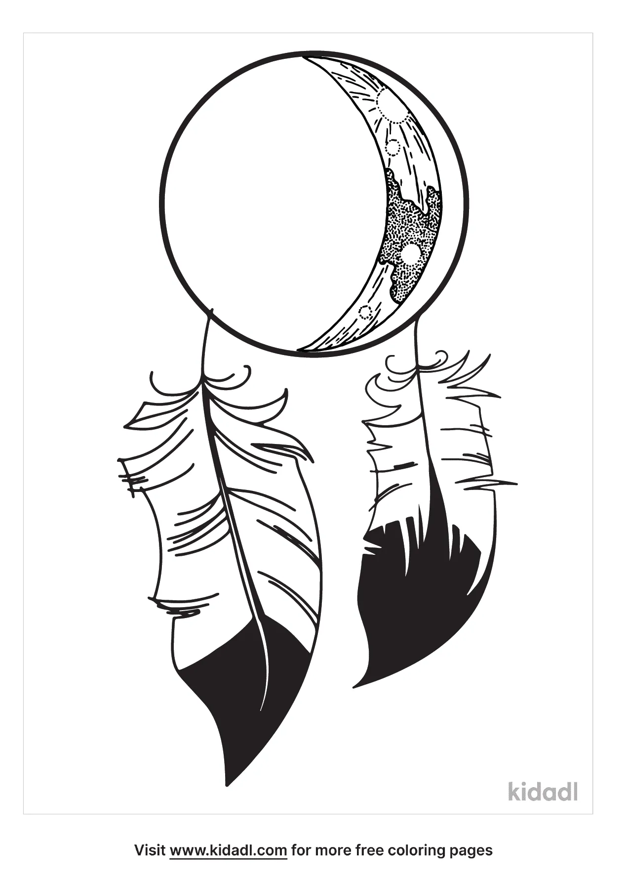 Crescent Moon Dream Catcher Coloring Page