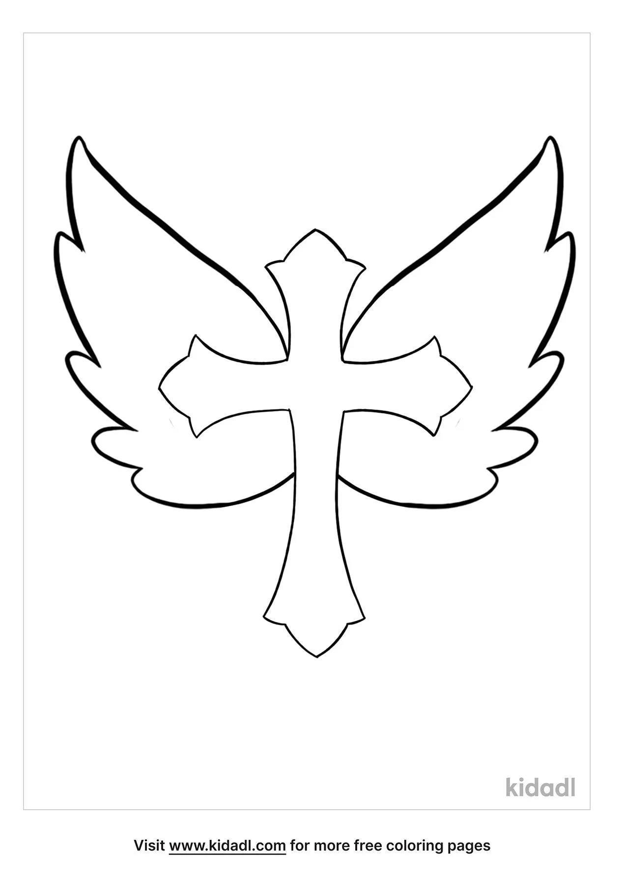 coloring pages of crosses with wings