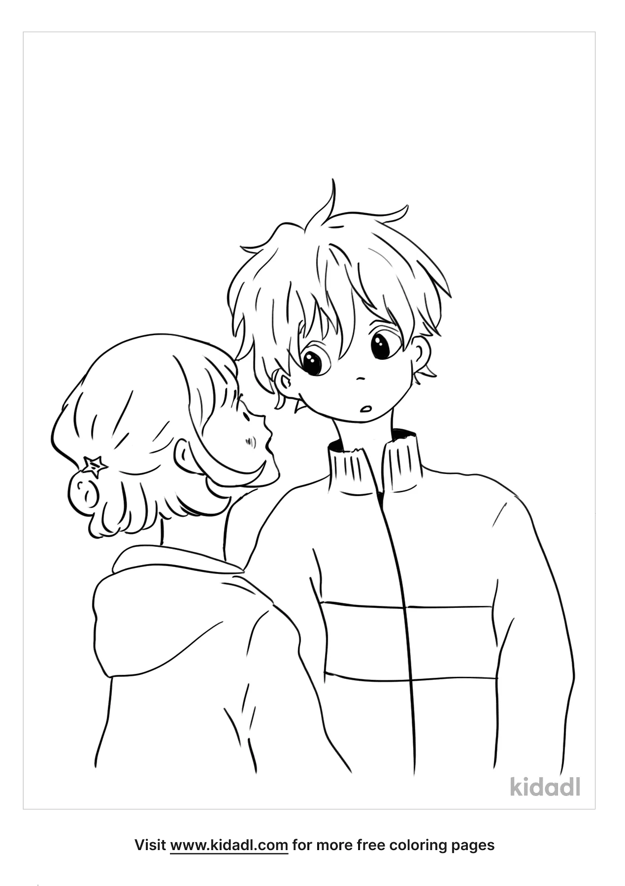 Free Cute Anime Couple Coloring Page | Coloring Page Printables | Kidadl