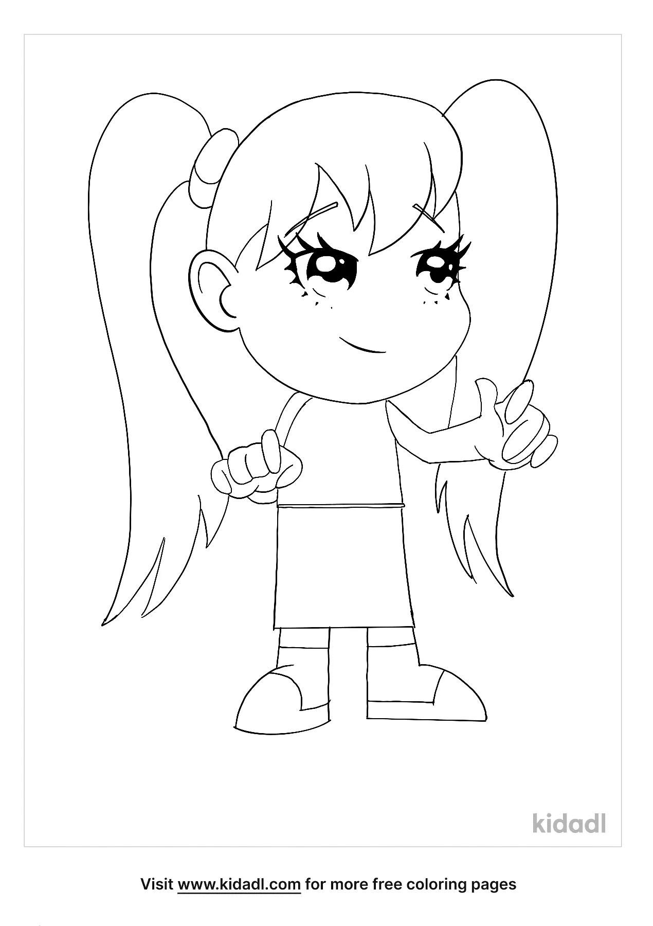 Free Cute Anime Girl Coloring Page | Coloring Page Printables | Kidadl