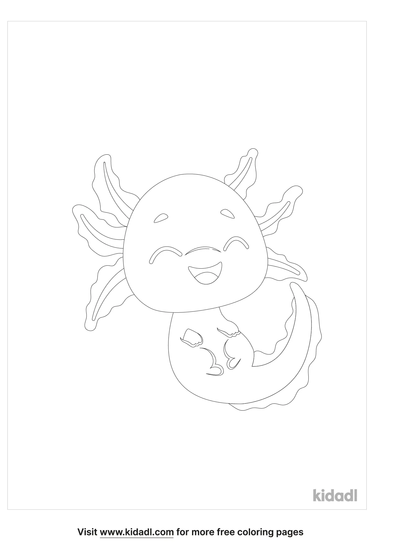 Cute Axolotls Coloring Page
