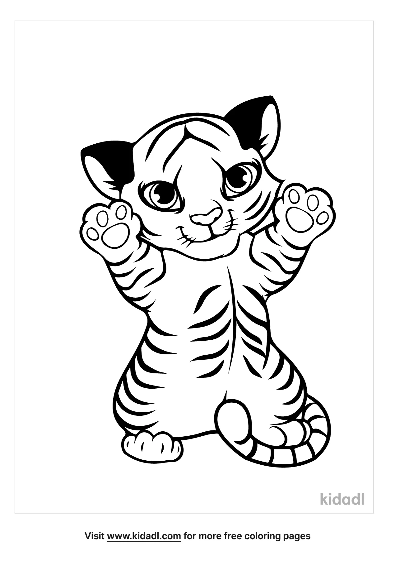Free Cute Cartoon Tiger Coloring Page | Coloring Page Printables | Kidadl