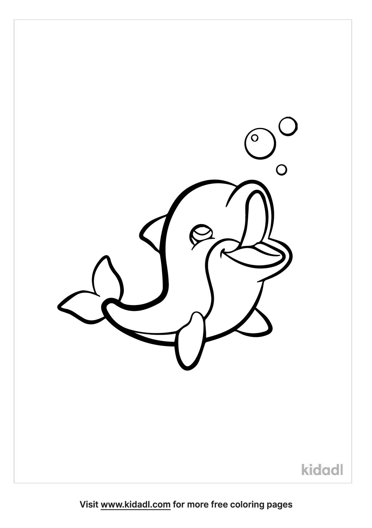 Free Cute Dolphin Cartoon Coloring Page | Coloring Page Printables | Kidadl