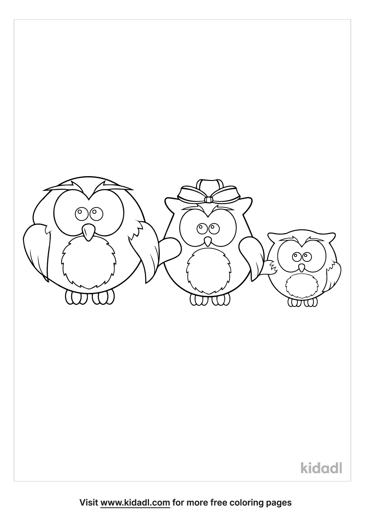 Cute Owl Family Coloring Page