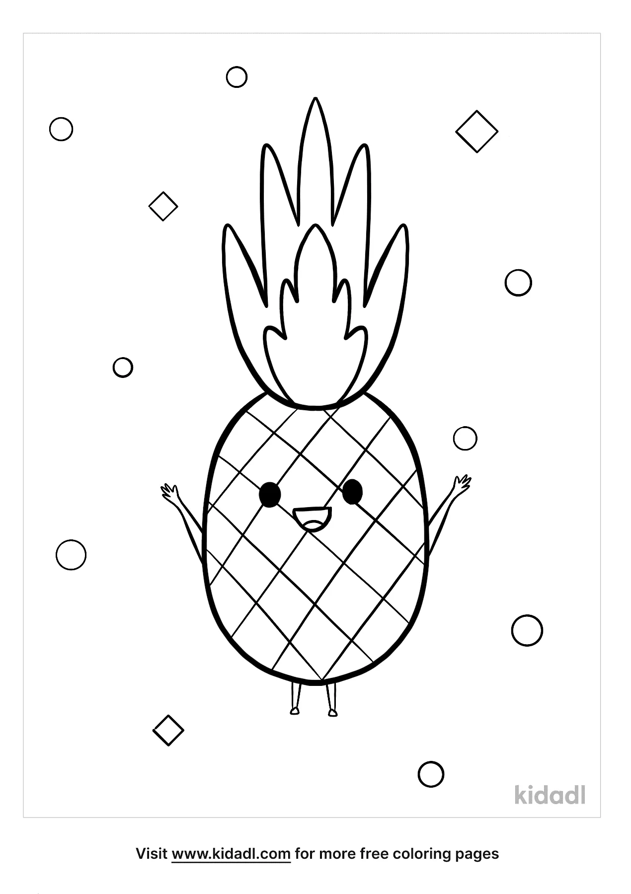 Cute Pineapple Coloring Pages Free Food Coloring Pages Kidadl