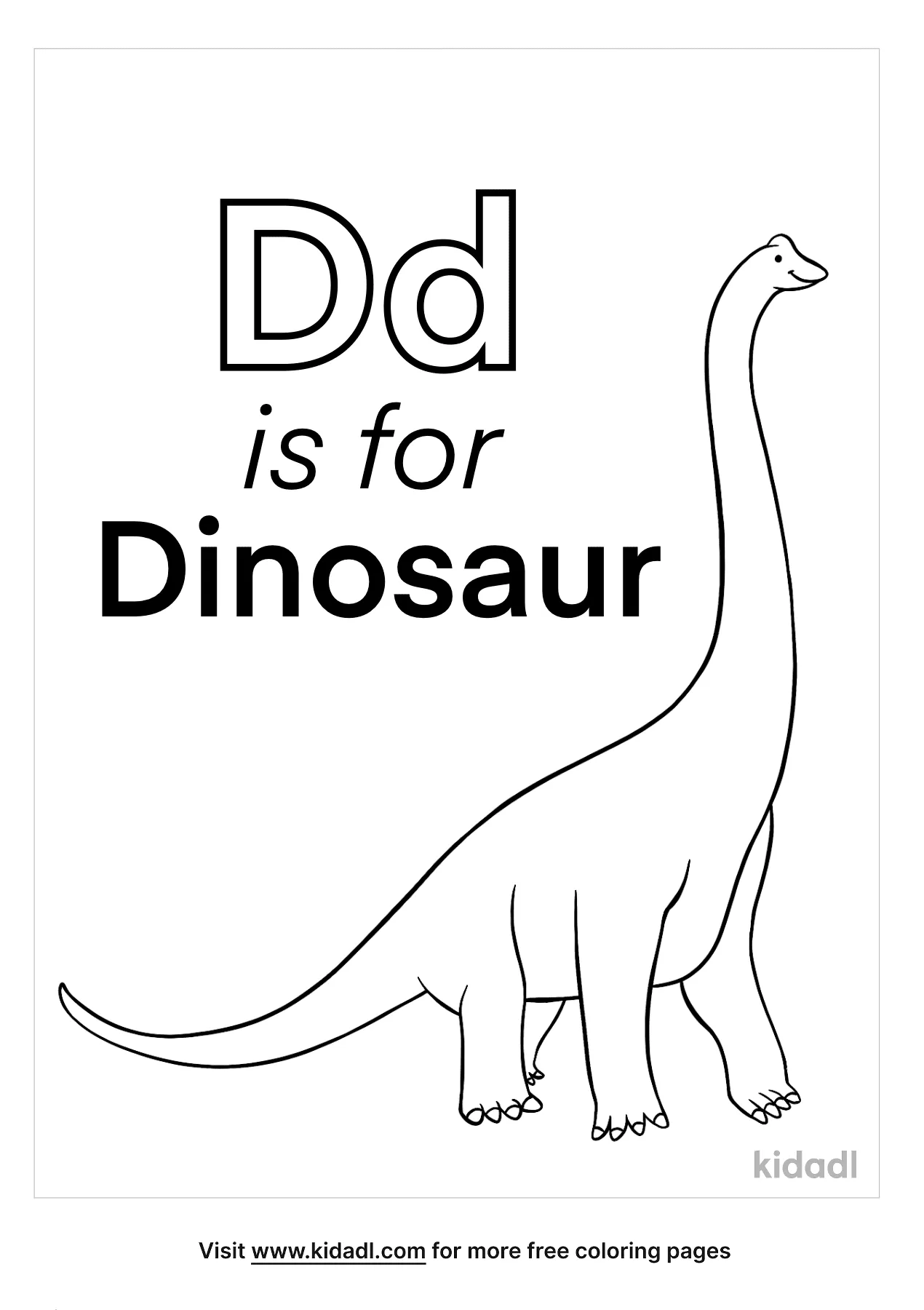 Free D Is For Dinosaur Coloring Page | Coloring Page Printables | Kidadl