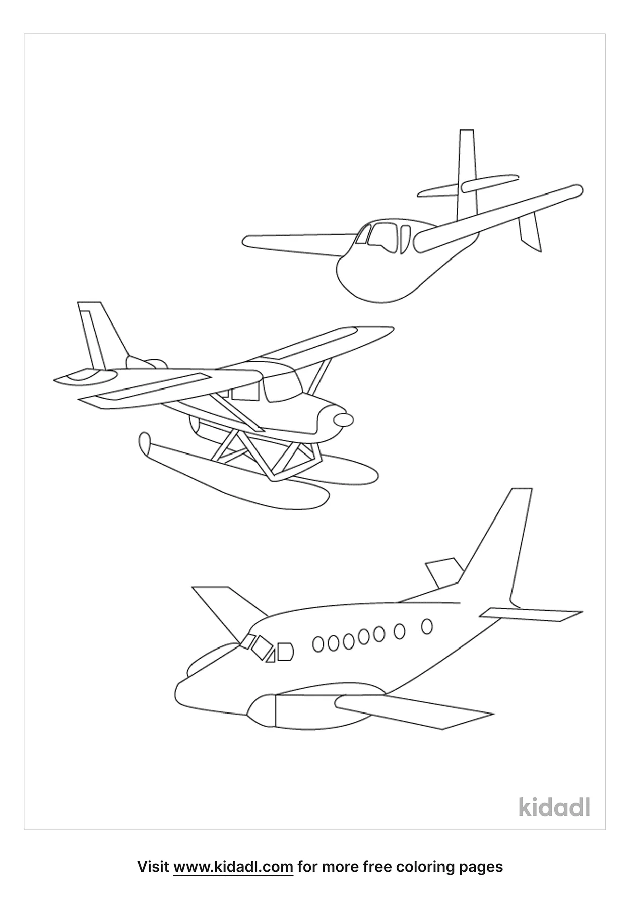 Different Kinds Of Airplanes Coloring Page