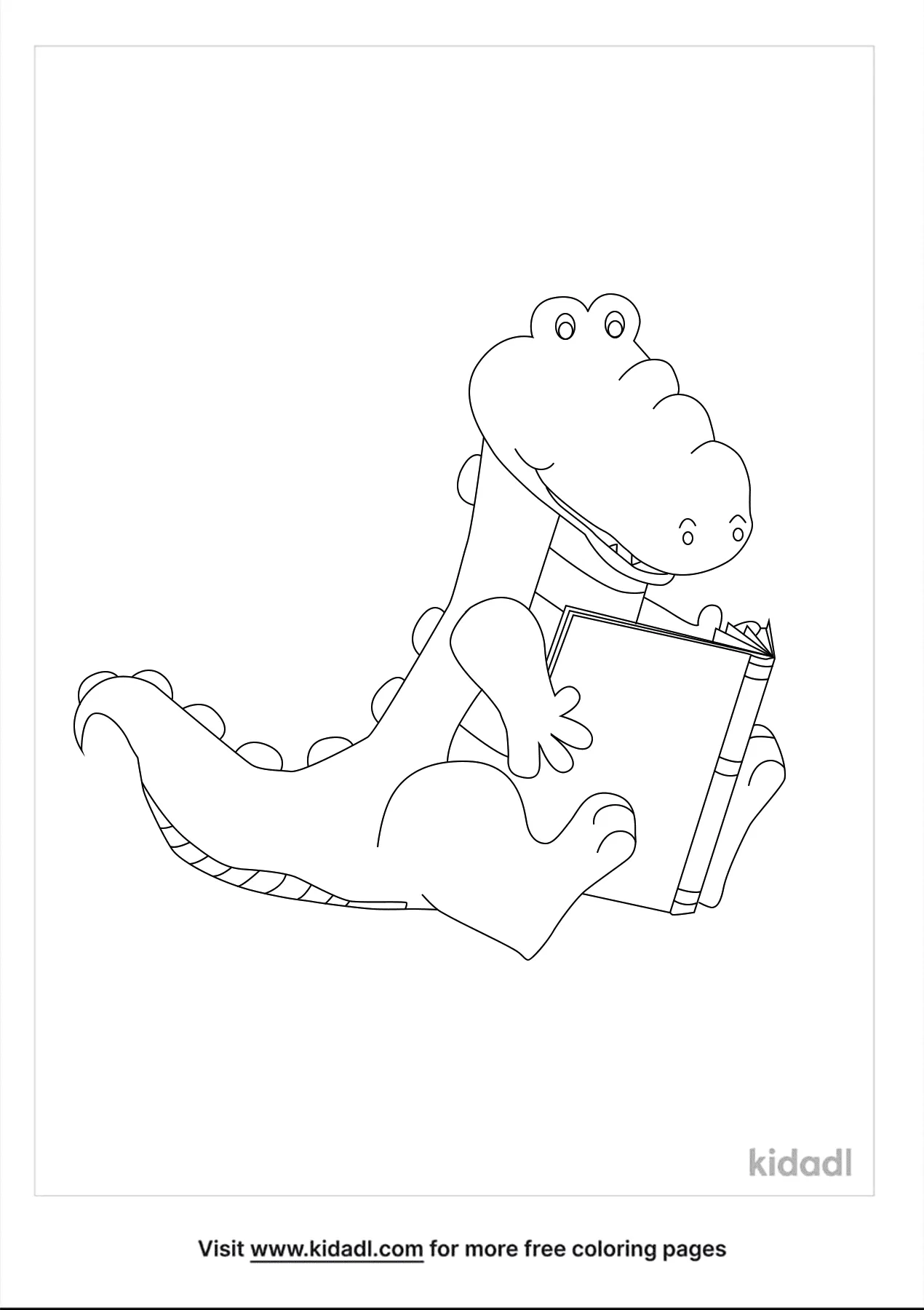 Dinosaur Reading Coloring Page