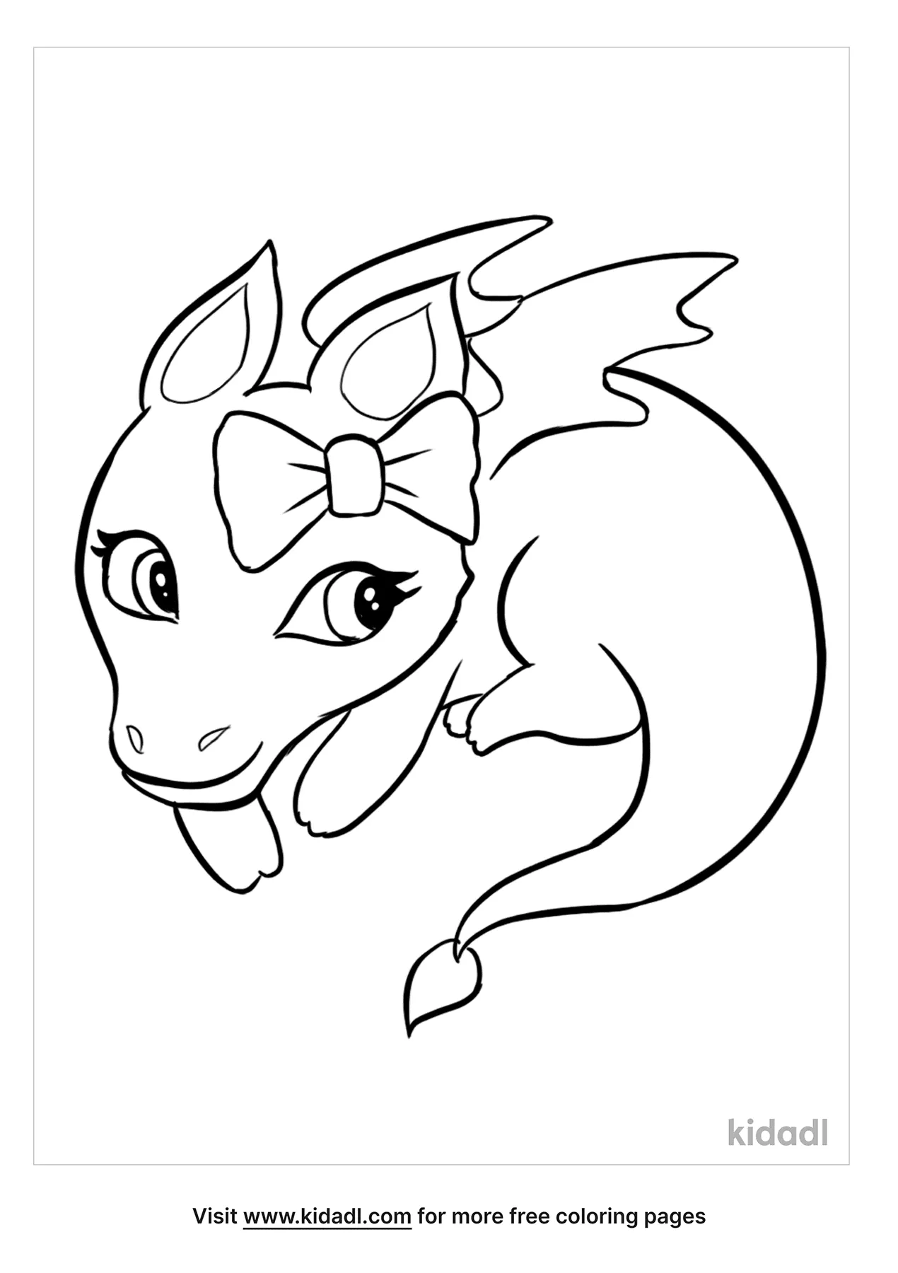 Dragon With Bow Coloring Page