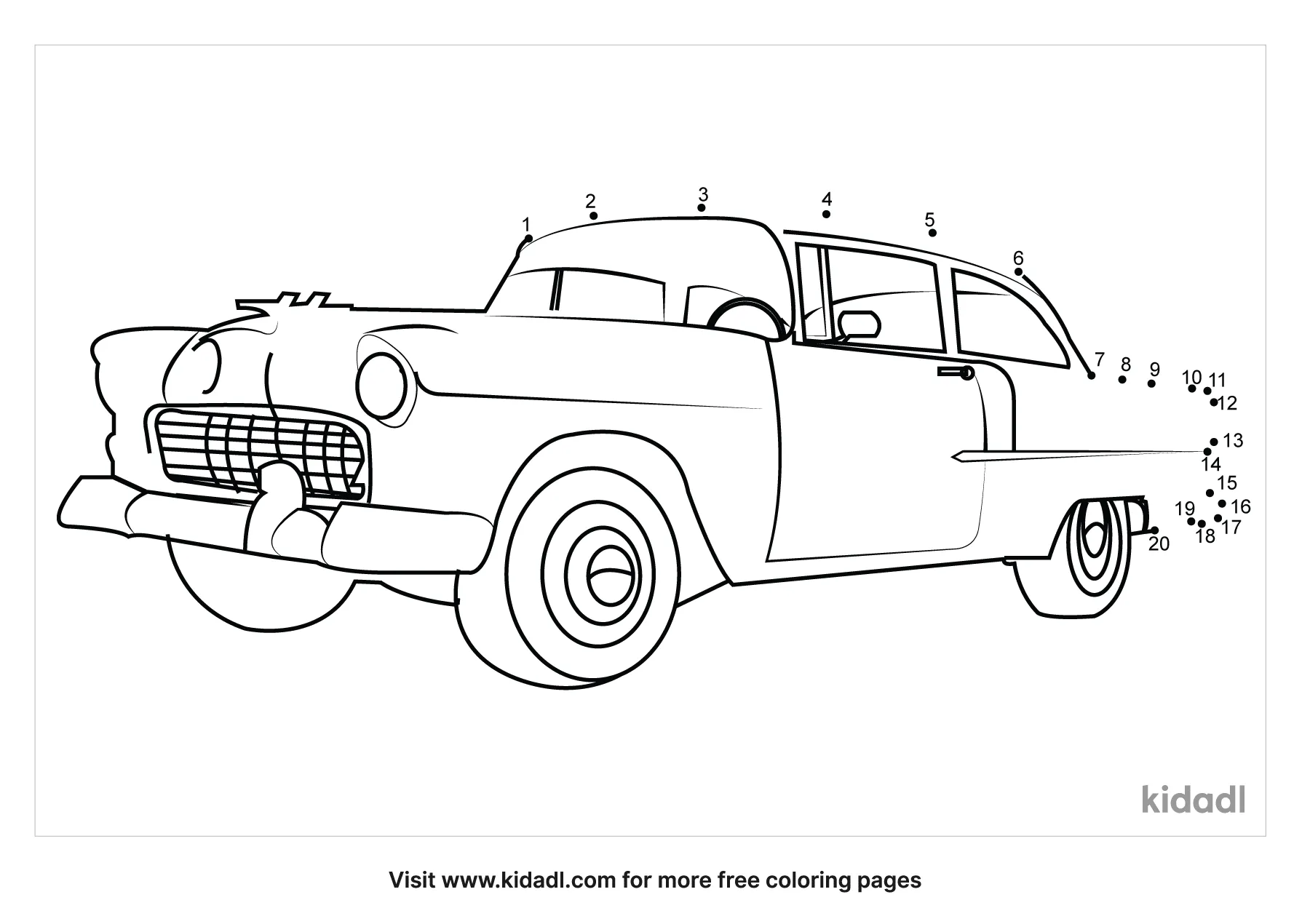 Free Car Easy 1 20 Dot To Dot Printables For Kids Kidadl